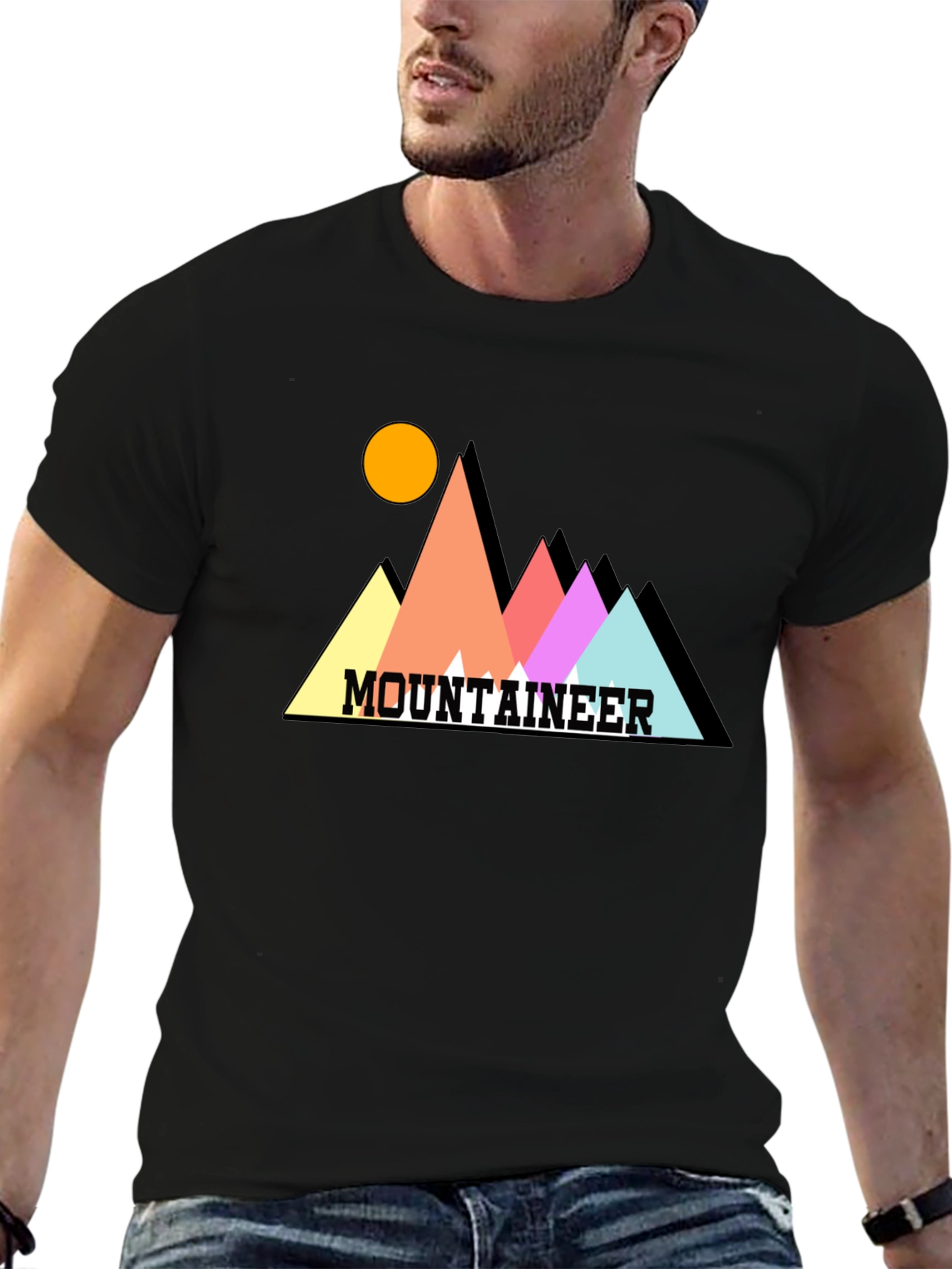 Black Mountaineer Graphic Tee - Stylish Black Cotton T-Shirt view 6