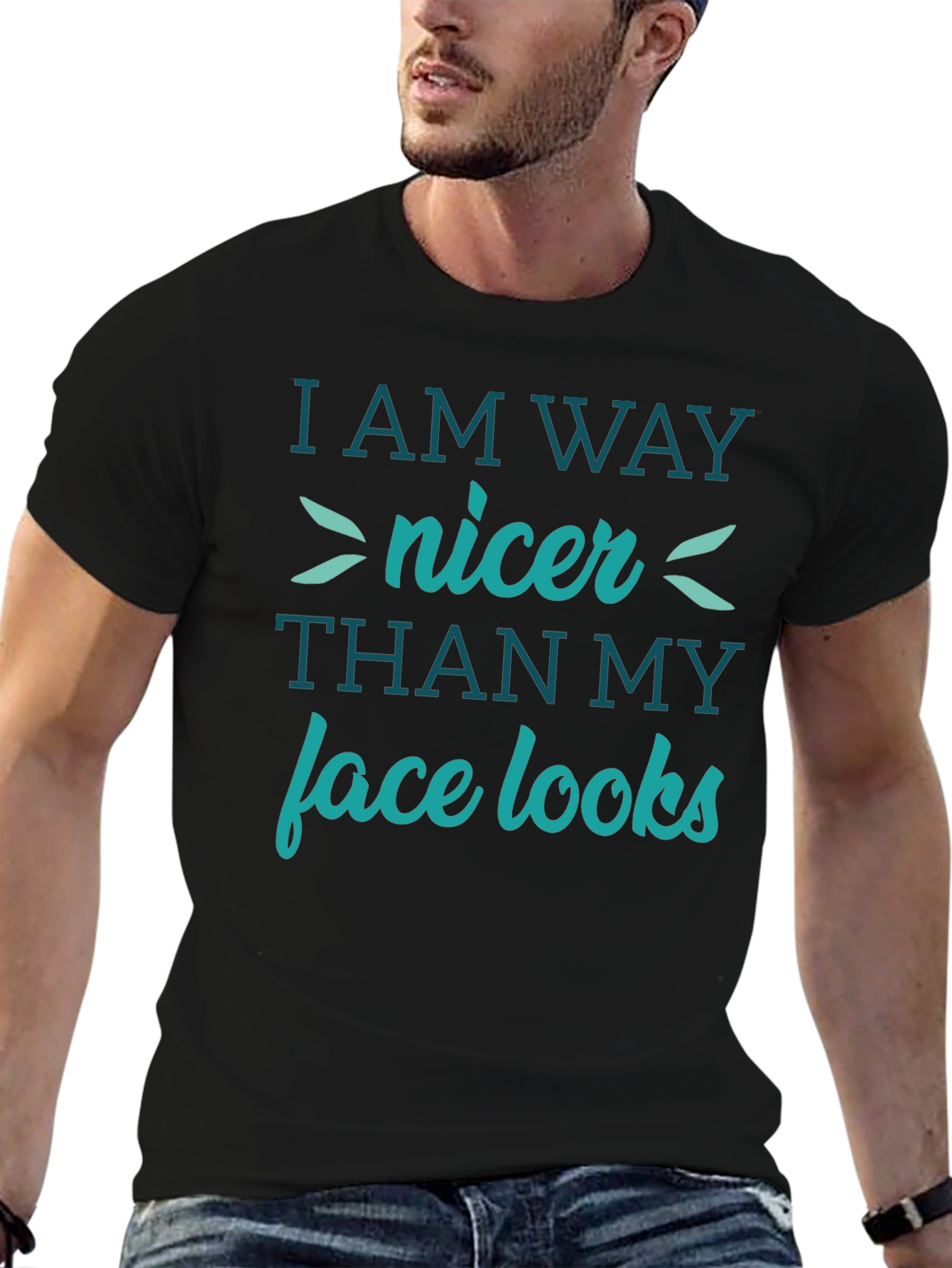 Black Funny Graphic Tee - I Am Way Nicer Than My Face Looks view 6