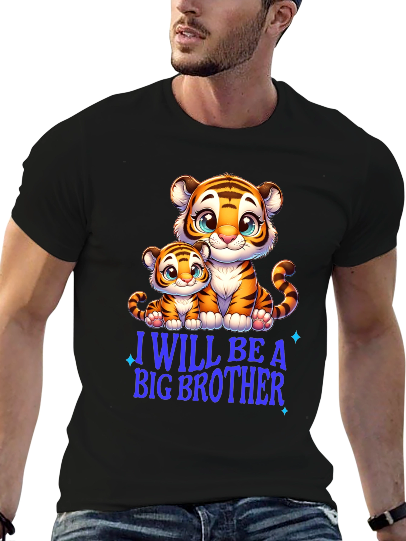 Black I Will Be A Big Brother Tiger Tee view 6