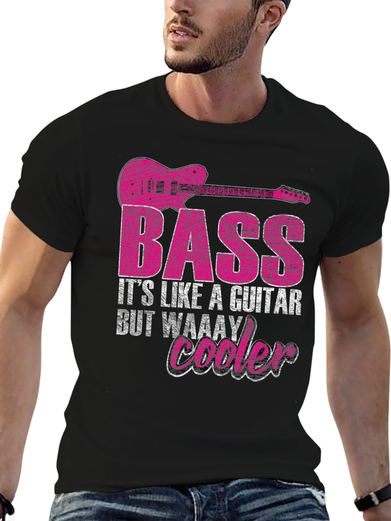 Black Bass Guitar T-Shirt - It's Like a Guitar, But Cooler! view 6