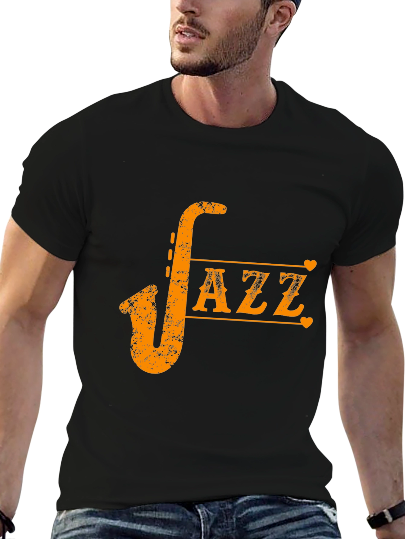Black Jazz Saxophone Graphic Tee - Cool Musician T-Shirt view 6