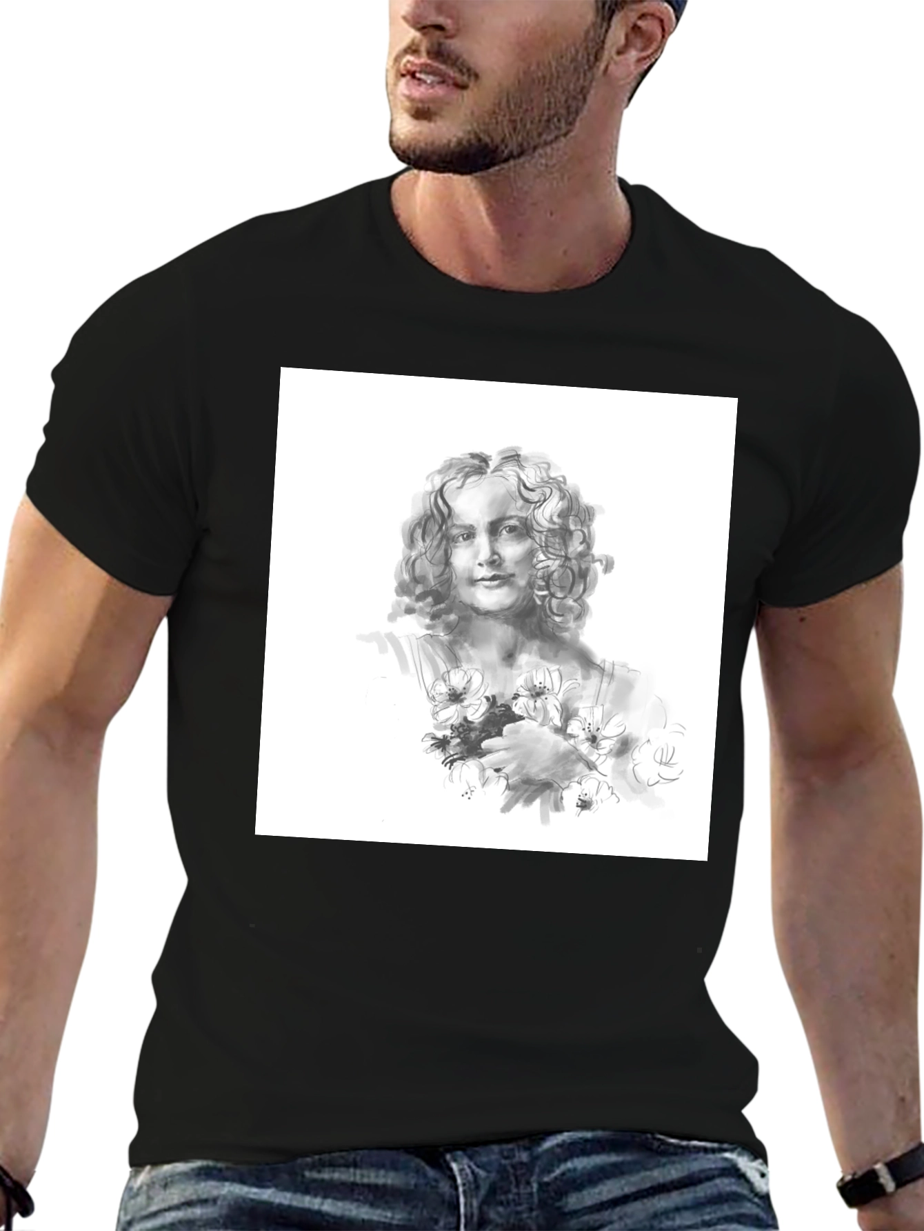 Black Artistic Woman Portrait Black T-Shirt view 6
