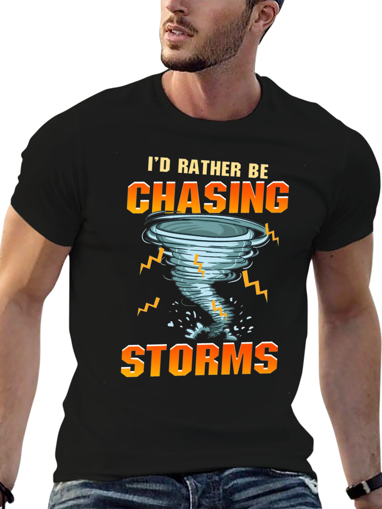 Black Storm Chaser T-Shirt: I'd Rather Be Chasing Storms view 6