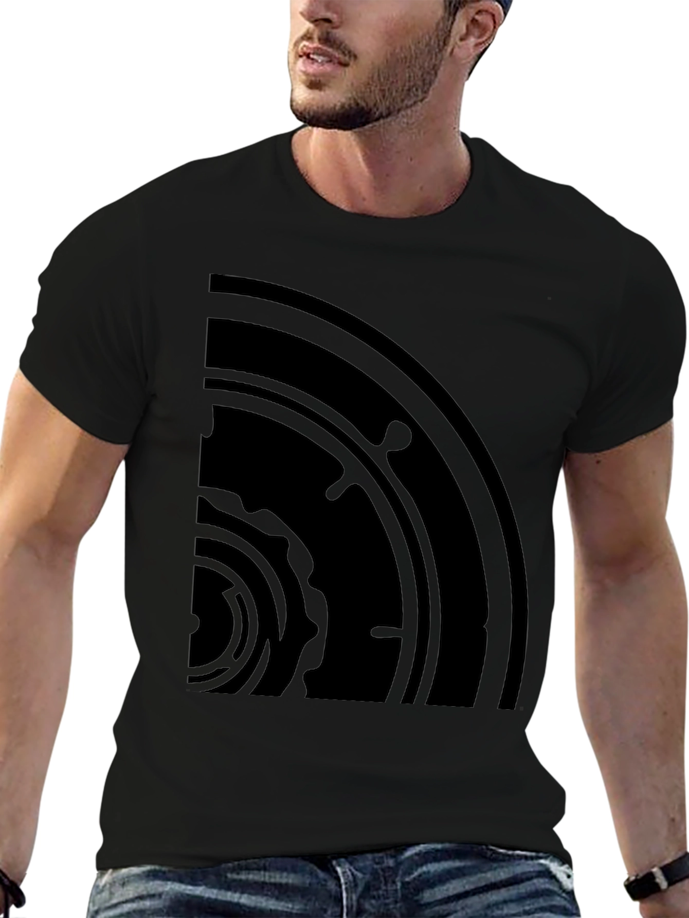 Black Abstract Graphic Black T-Shirt view 6