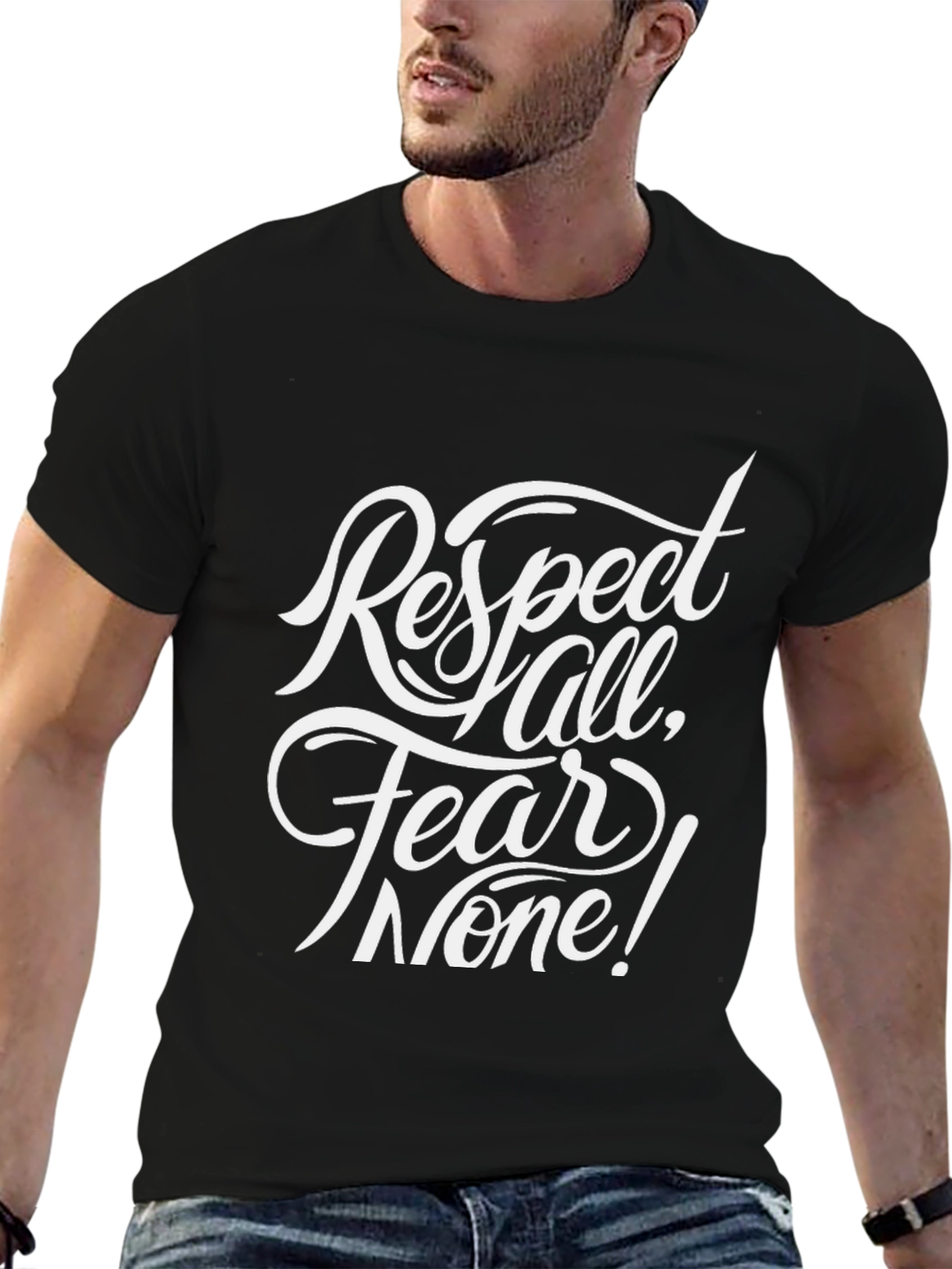 Black Respect All Fear None Graphic T-Shirt view 6