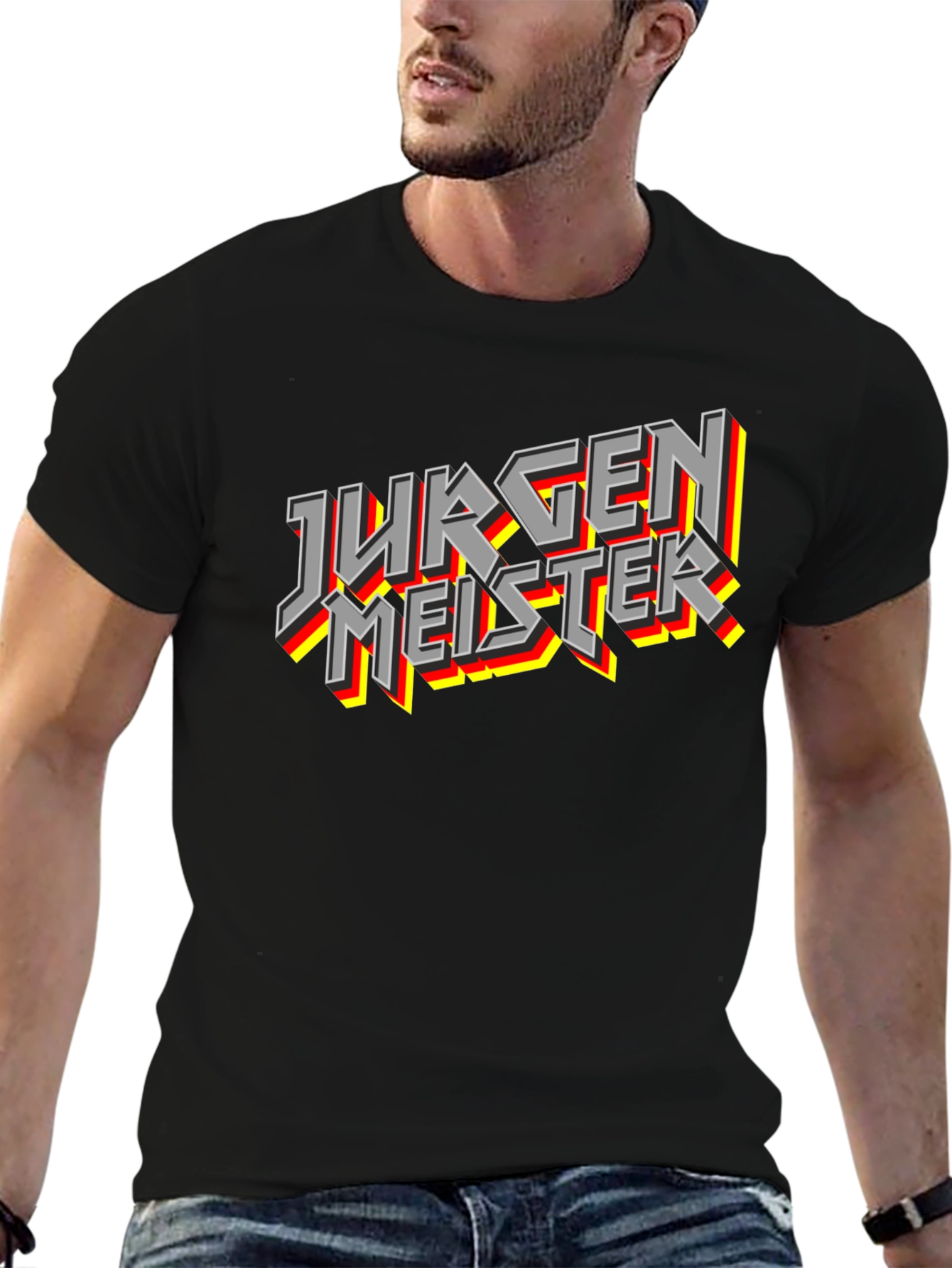 Black Jurgen Meister Graphic T-Shirt - Bold German Design view 6