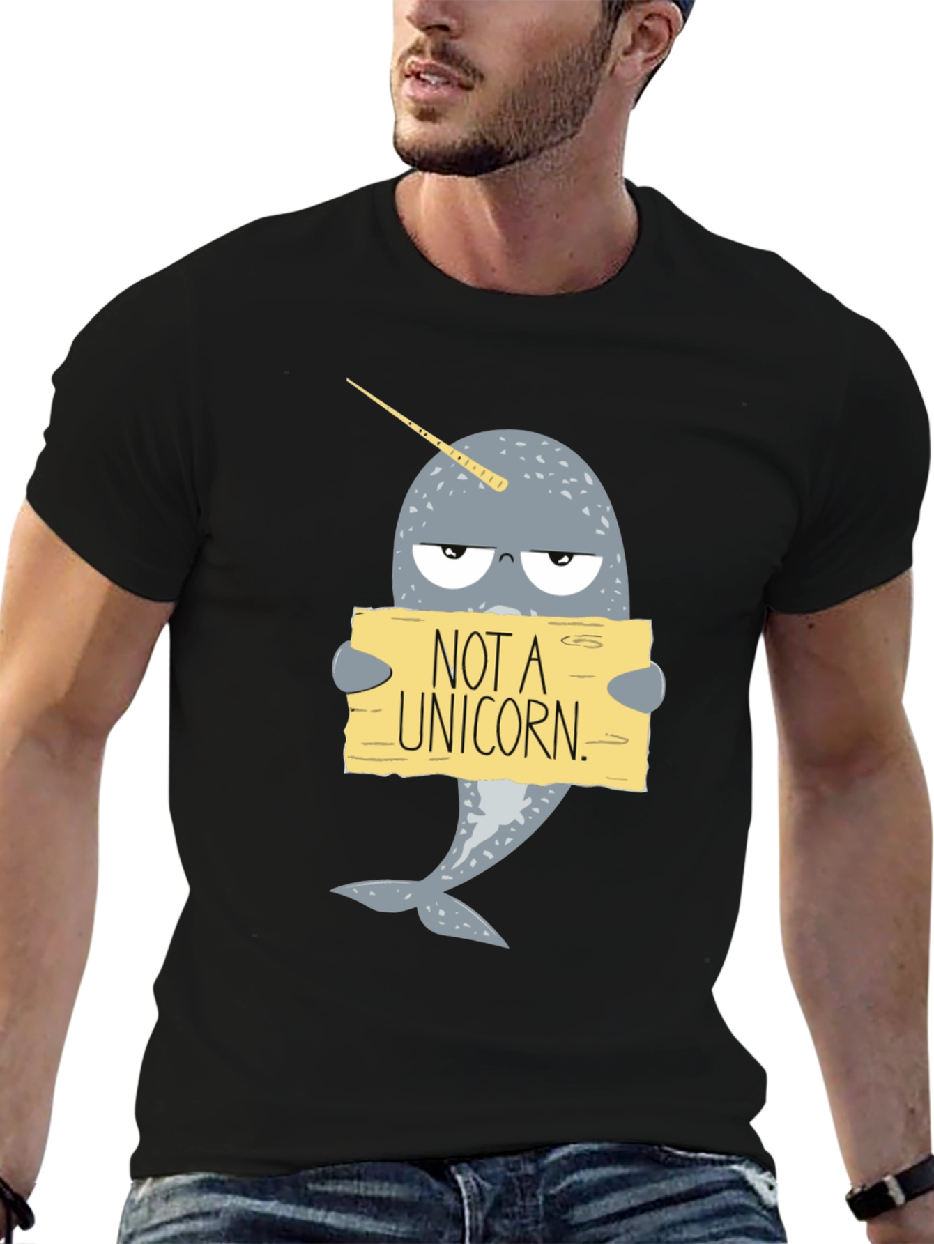 Black Funny Narwhal T-Shirt - Not A Unicorn! view 6