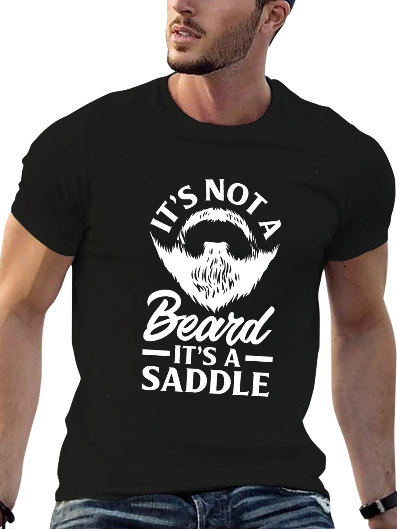 Black Funny Beard Saddle Graphic Tee view 6