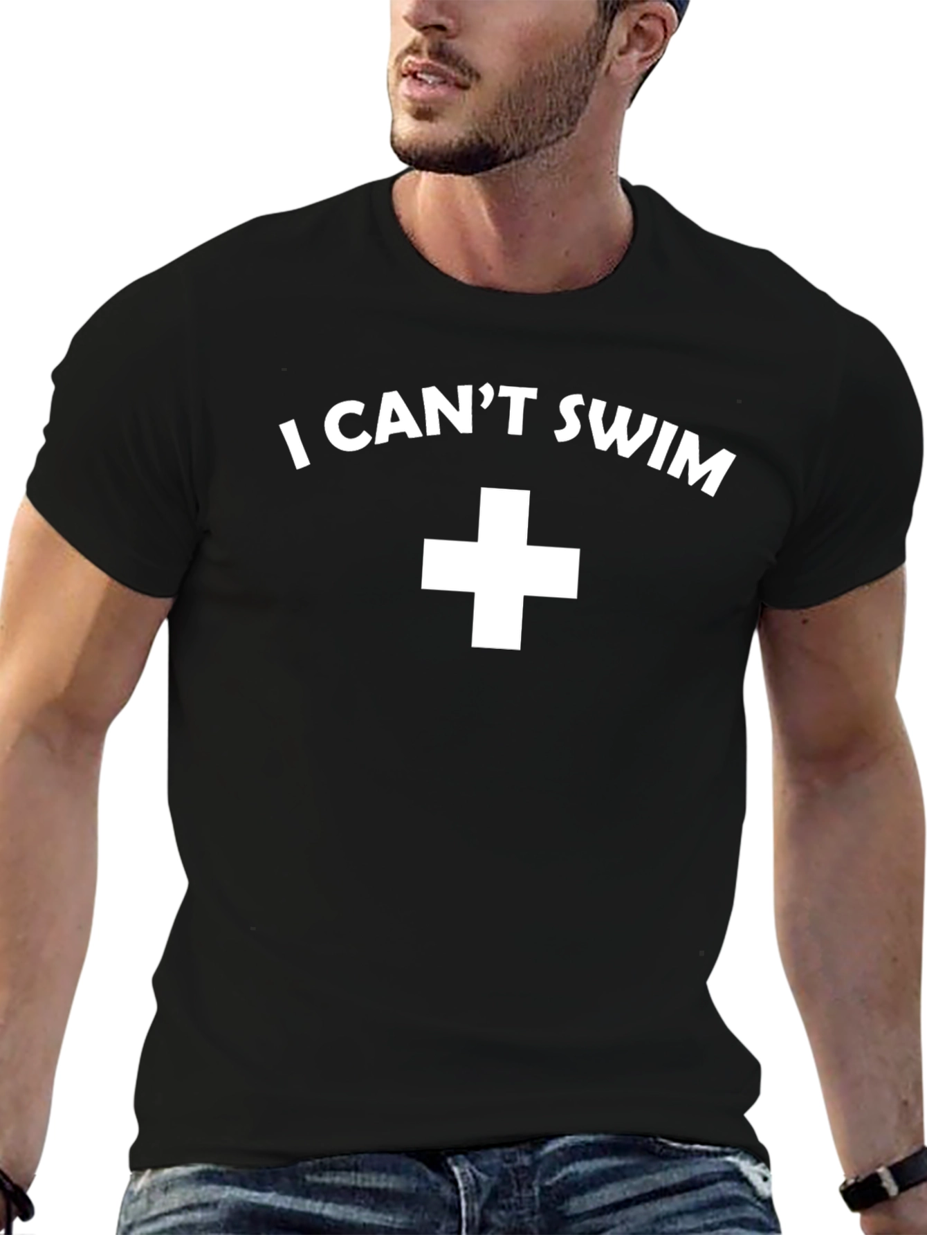 Black I Can't Swim Graphic Tee view 6