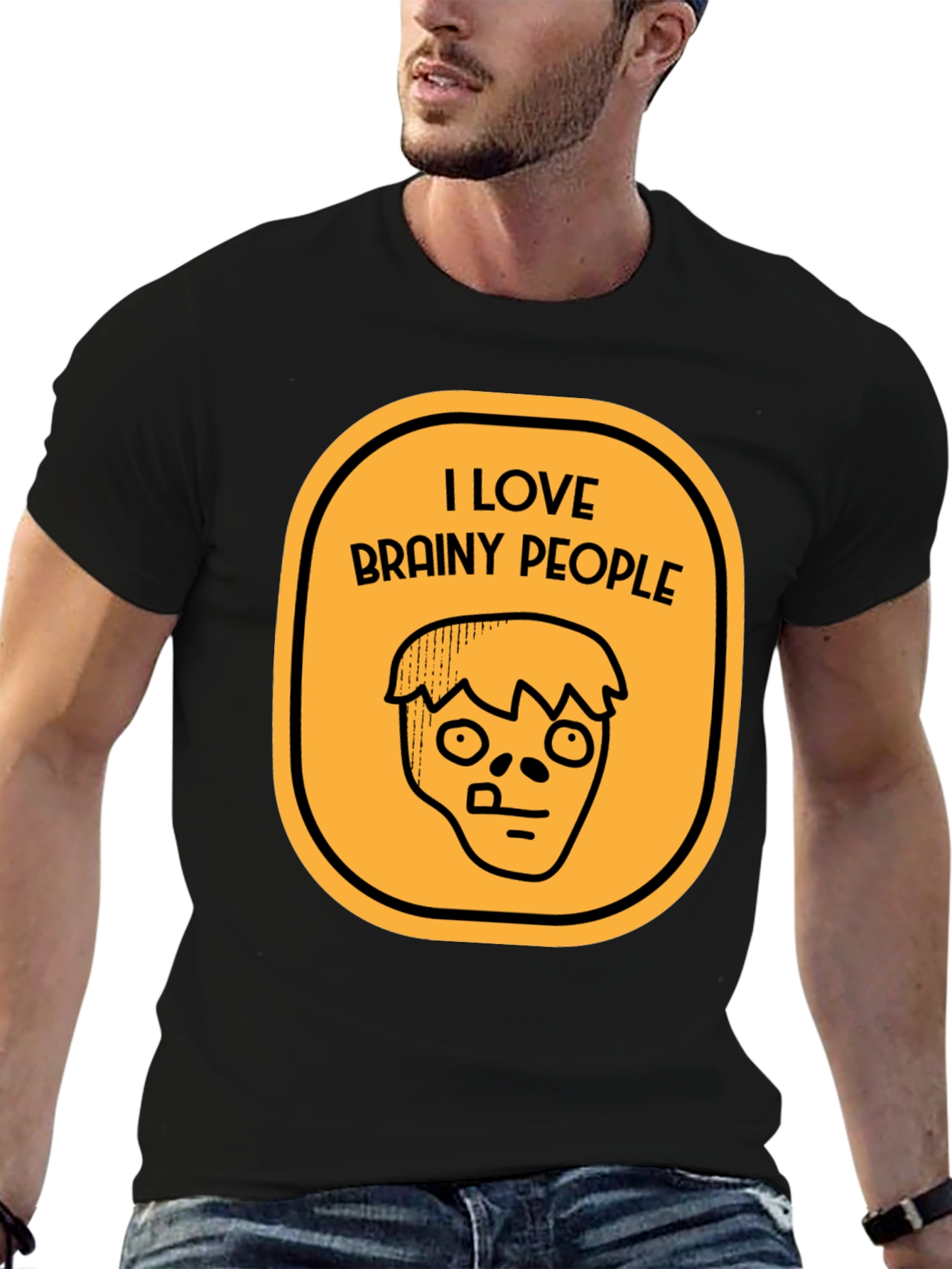 Black I Love Brainy People Graphic T-Shirt view 6