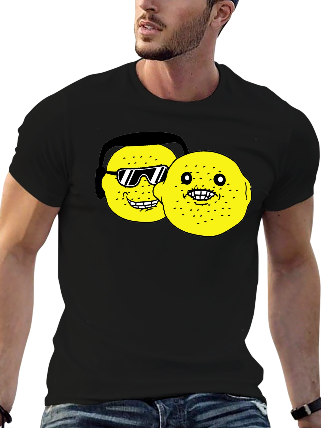 Black Lemon Character Graphic Black T-Shirt view 6