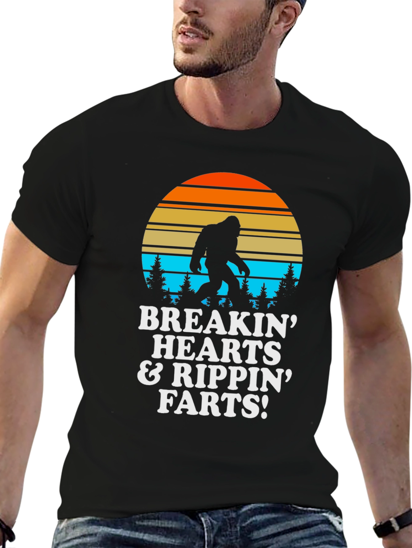 Black Breakin Hearts & Rippin Farts Bigfoot T-Shirt view 6