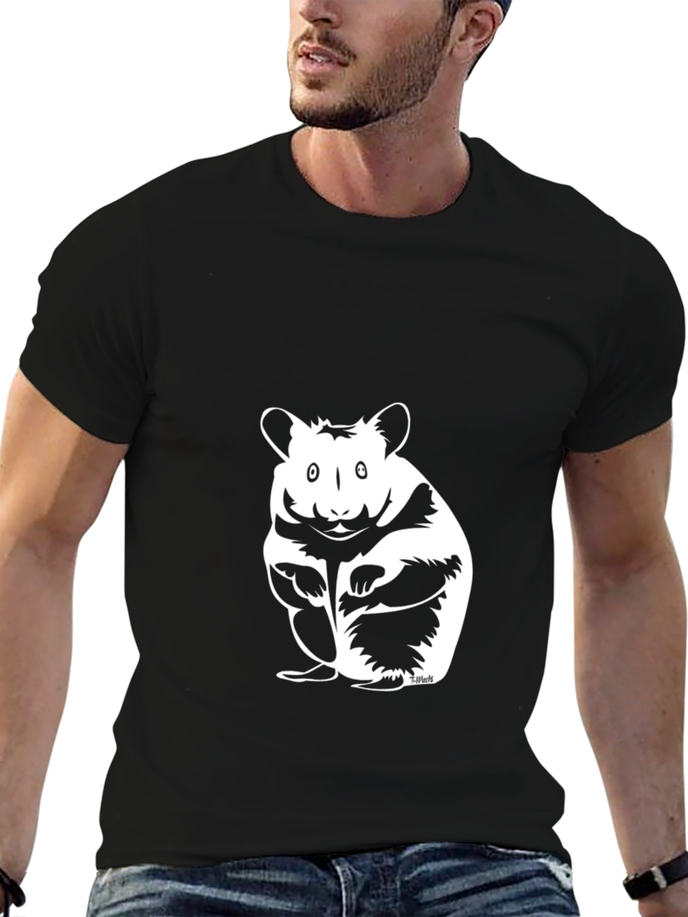 Black Hamster Graphic Tee - Funny Animal T-Shirt view 6