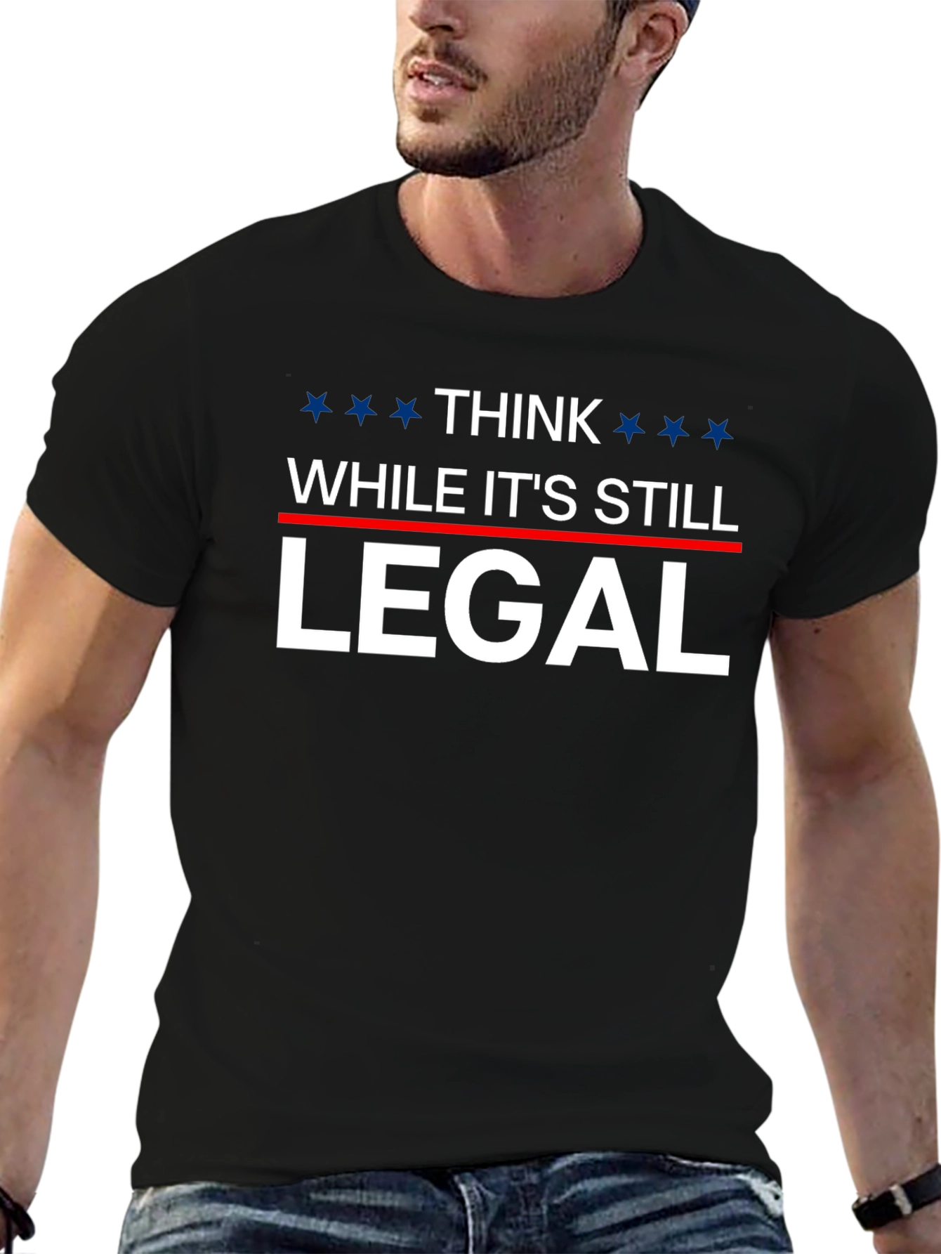 Black Think While It's Still Legal T-Shirt view 6