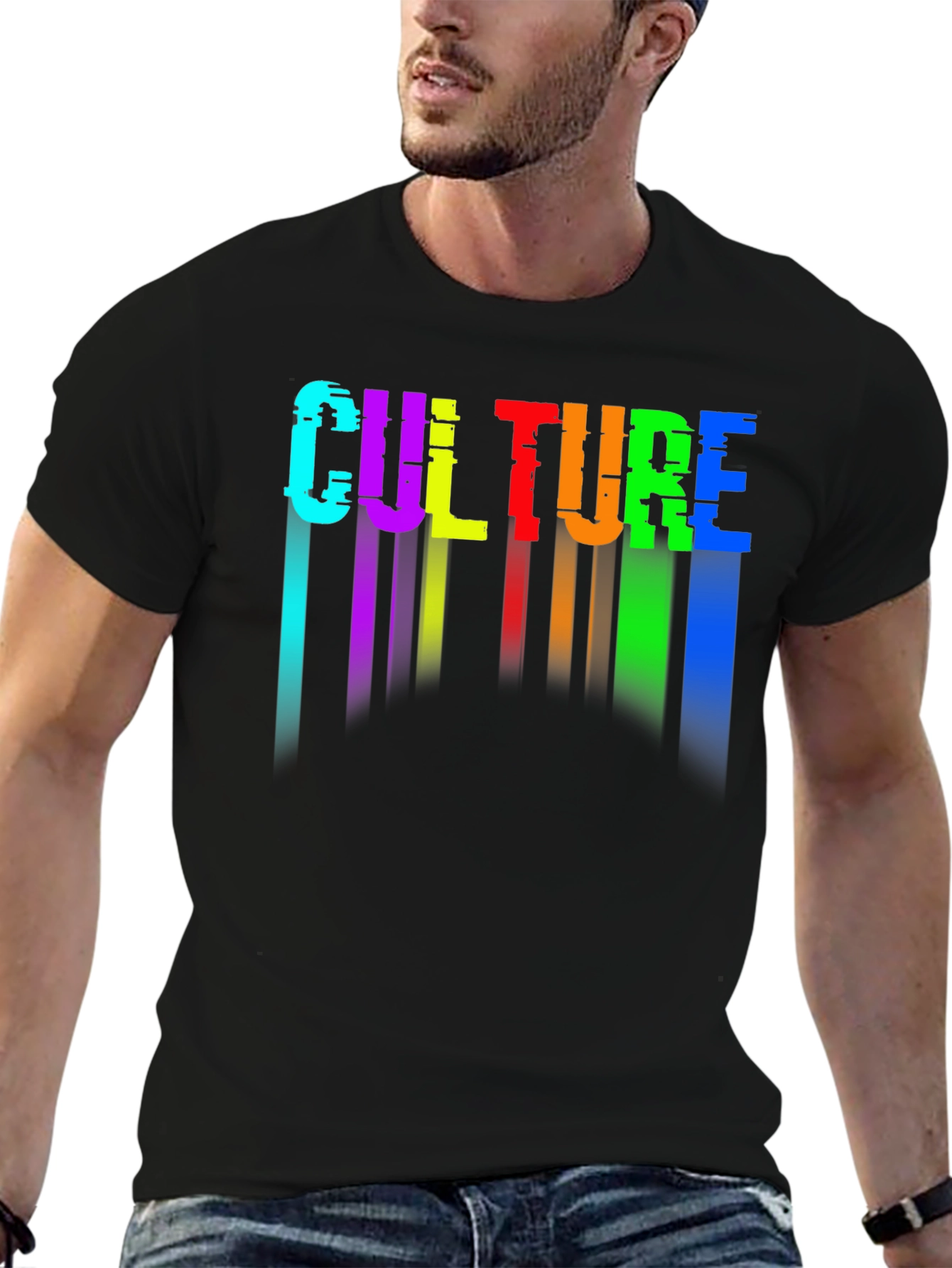 Black Culture Glitch Rainbow Graphic Tee view 6