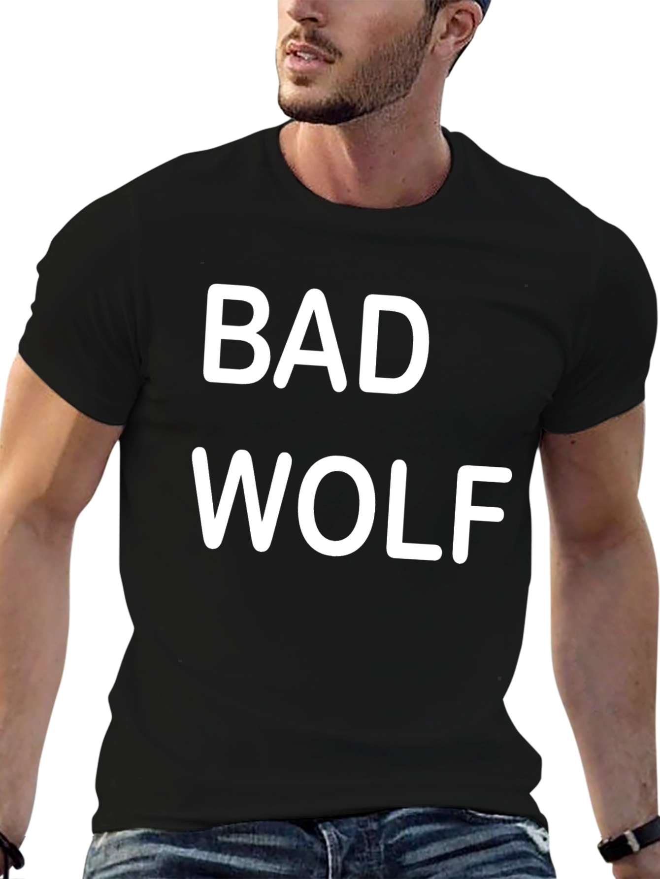 Black Bad Wolf Graphic T-Shirt - Black, Short Sleeve view 6