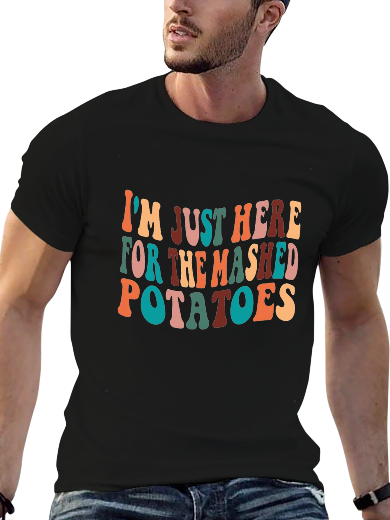 Black Mashed Potatoes T-Shirt - Fun Thanksgiving Apparel view 6