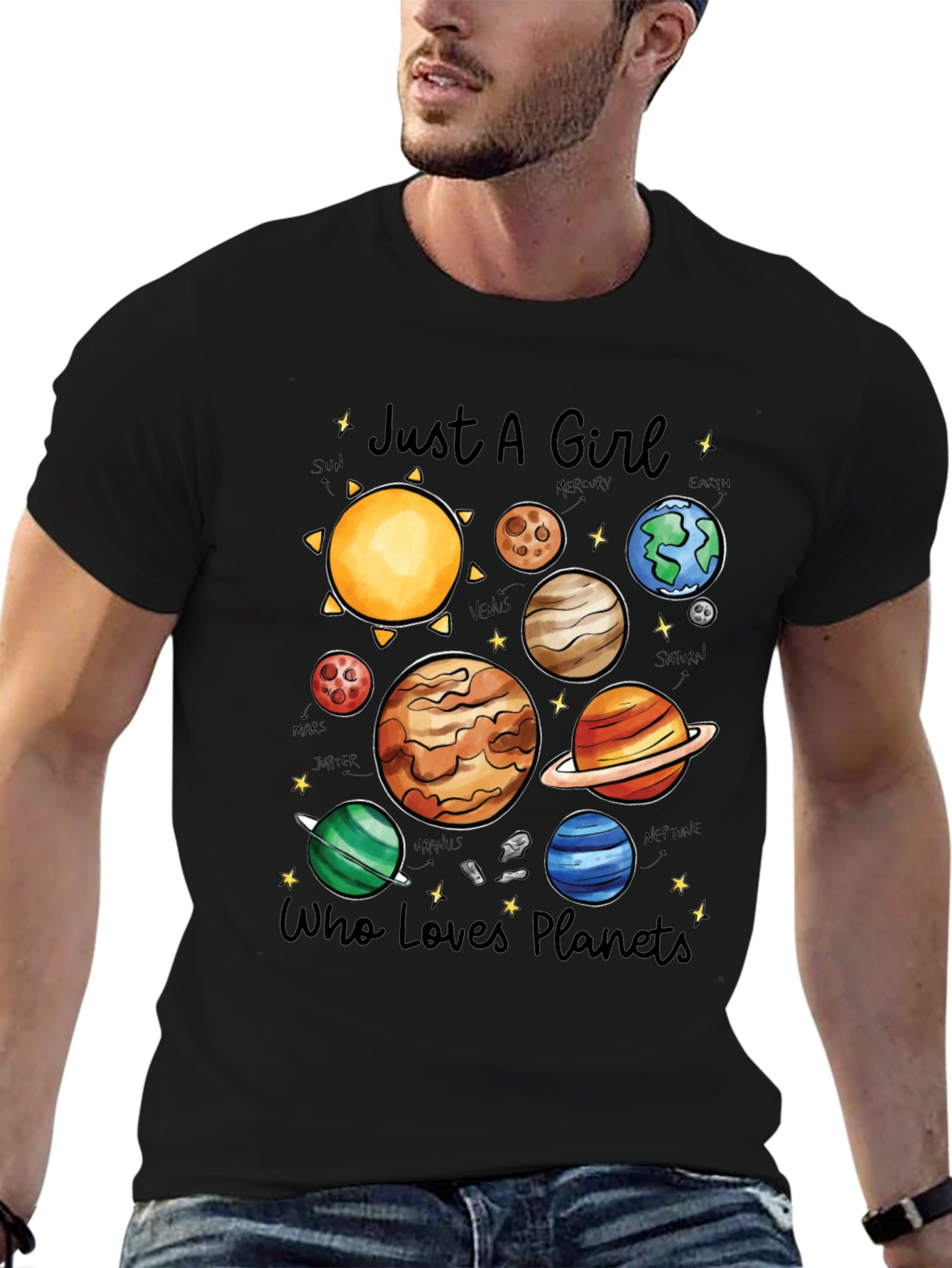 Girl Who Loves Planets T-Shirt - Space Lover Tee - 6