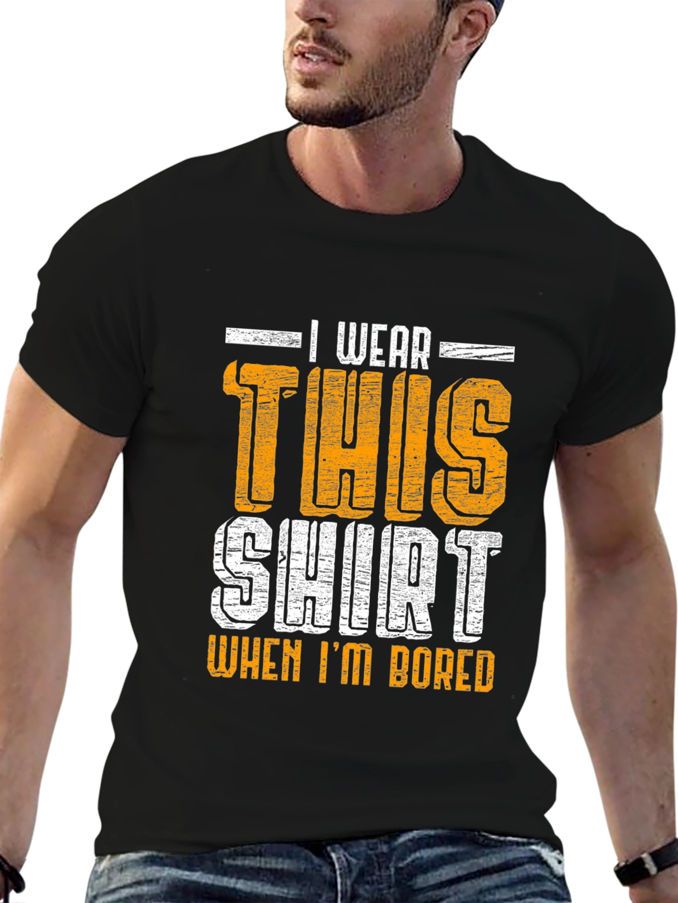 Black Funny 'I Wear This Shirt When I'm Bored' Graphic Tee view 6