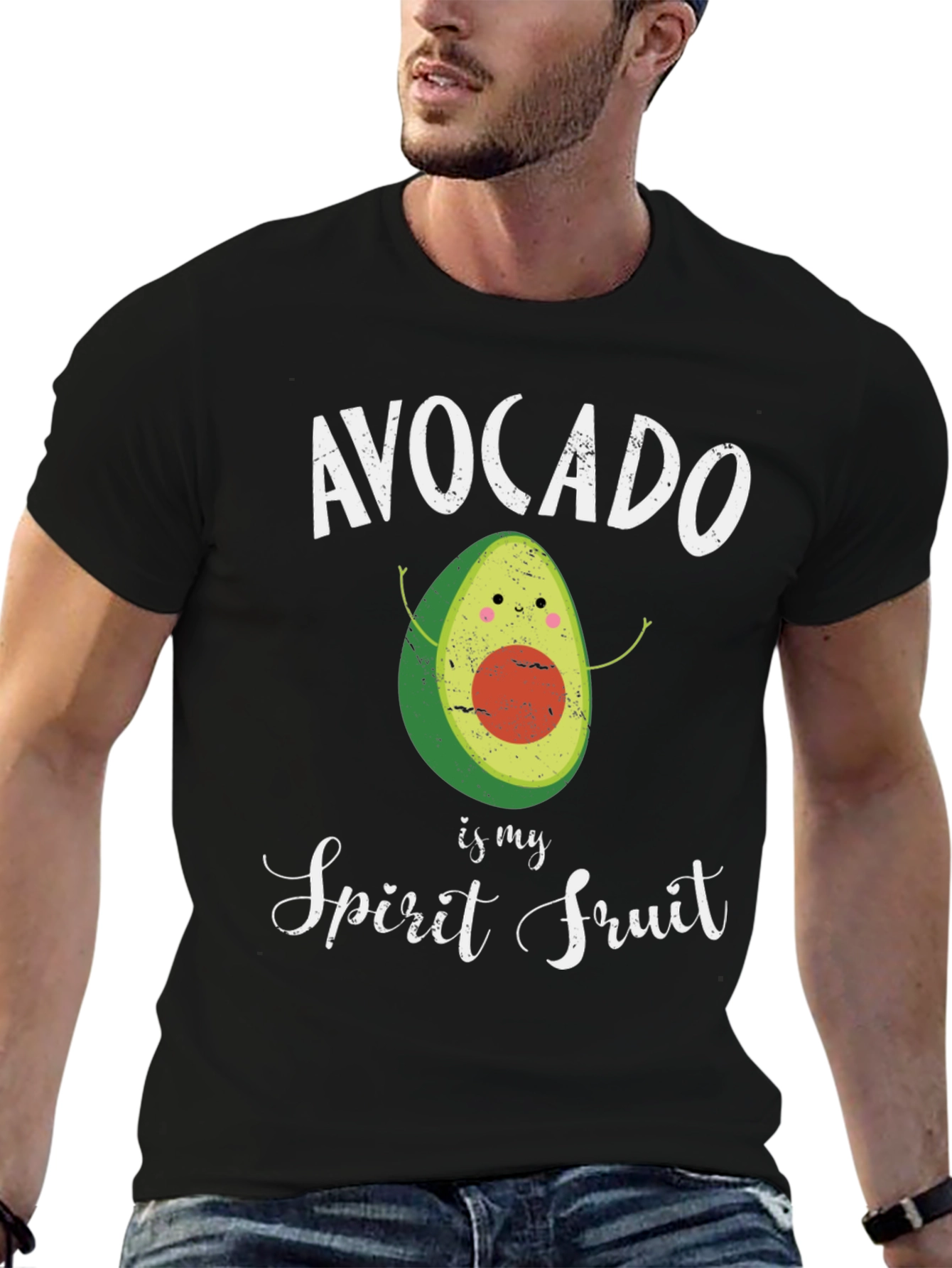 Black Avocado Spirit Fruit Graphic T-Shirt - Black Cotton Tee view 6