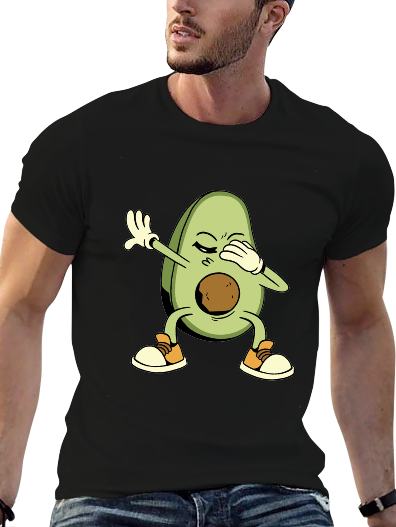 Black Dabbing Avocado Graphic T-Shirt view 6