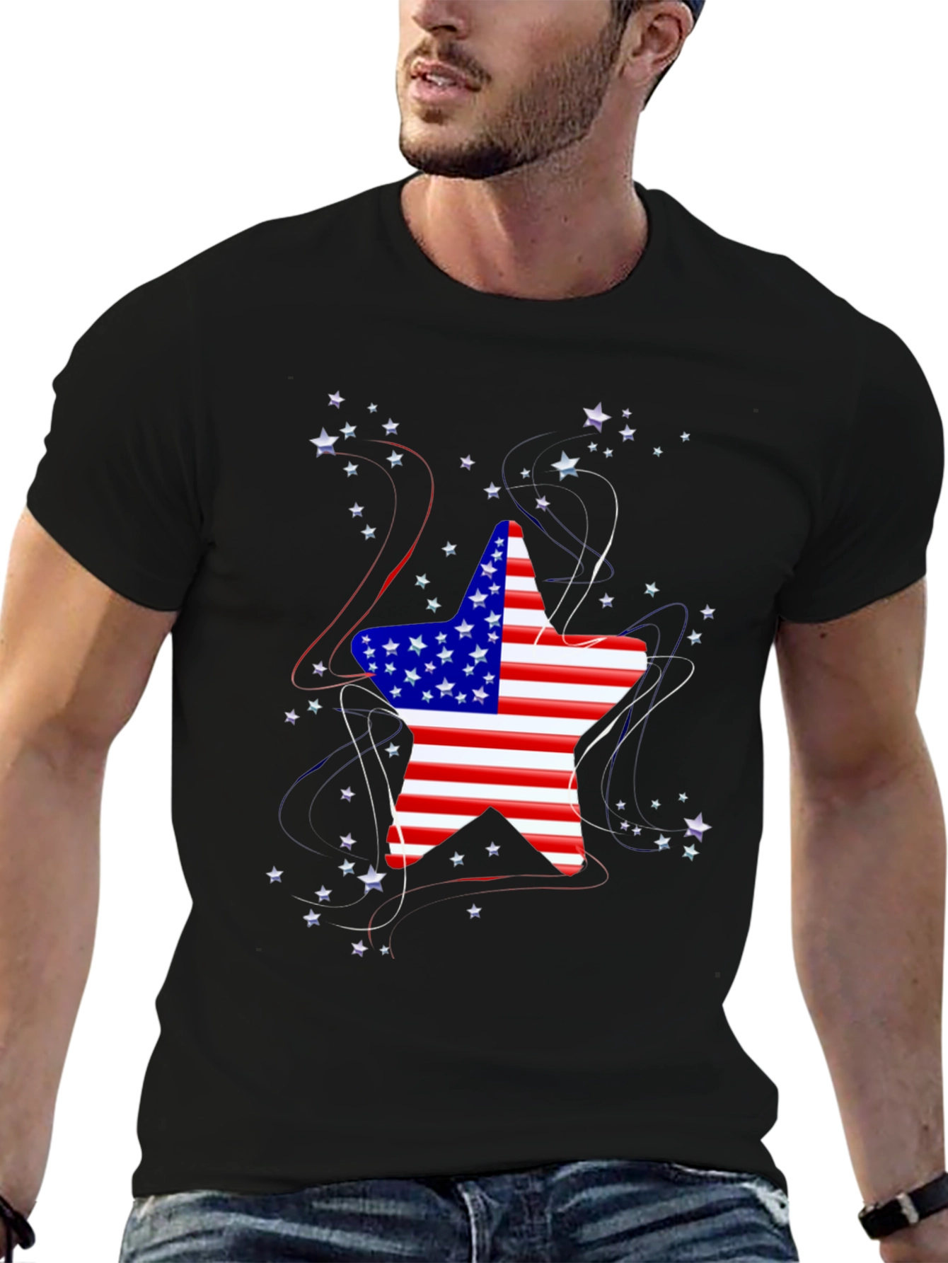 American Flag Star Graphic T-Shirt - 6