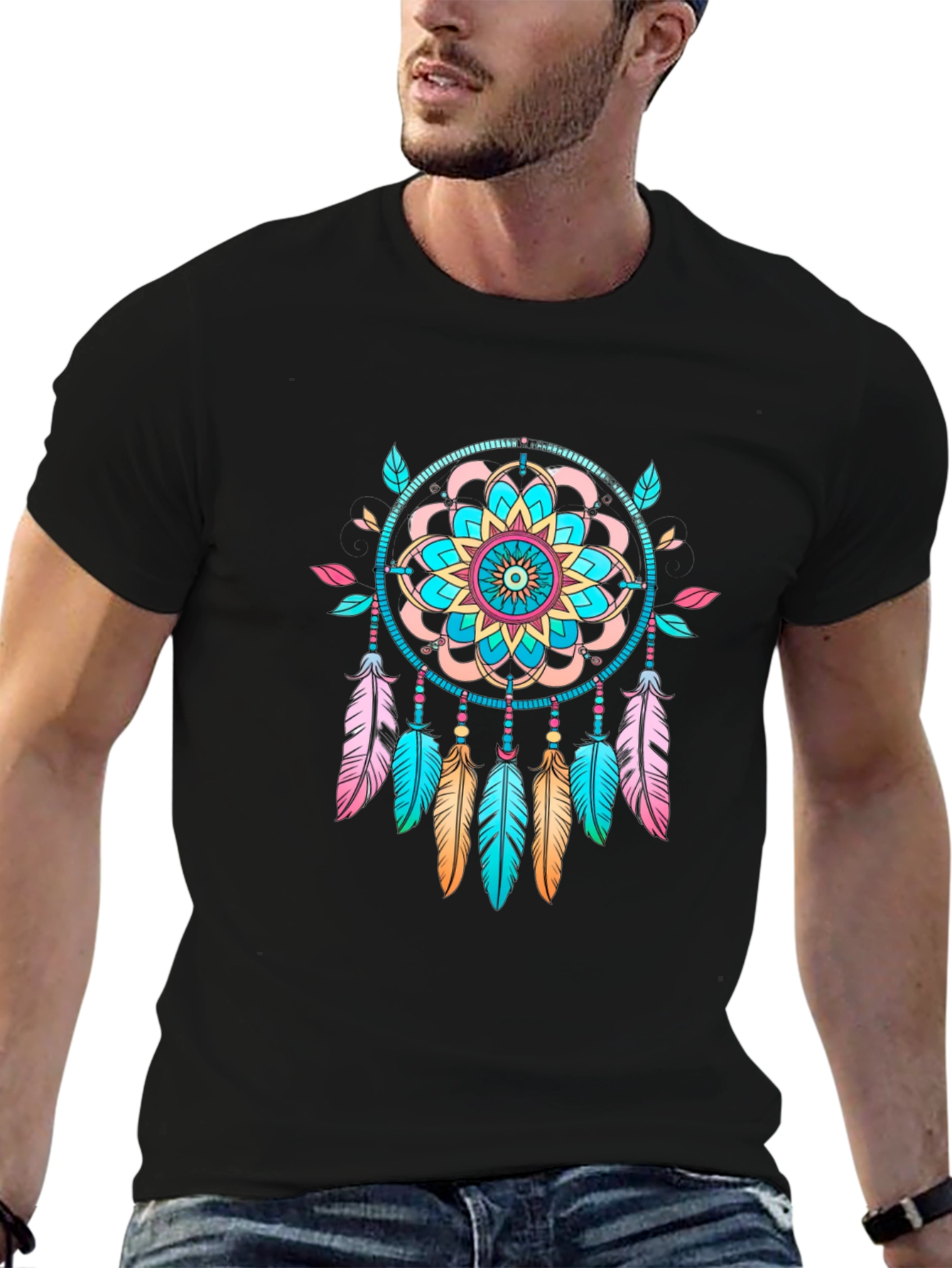 Black Dreamcatcher Graphic Black T-Shirt - Unisex view 6