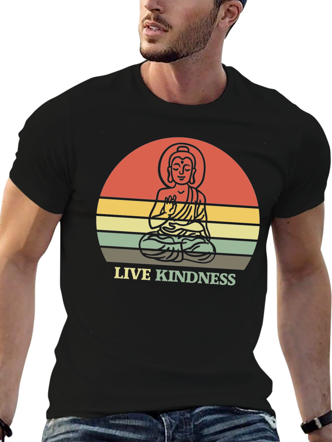 Black Live Kindness Buddha Graphic T-Shirt view 6