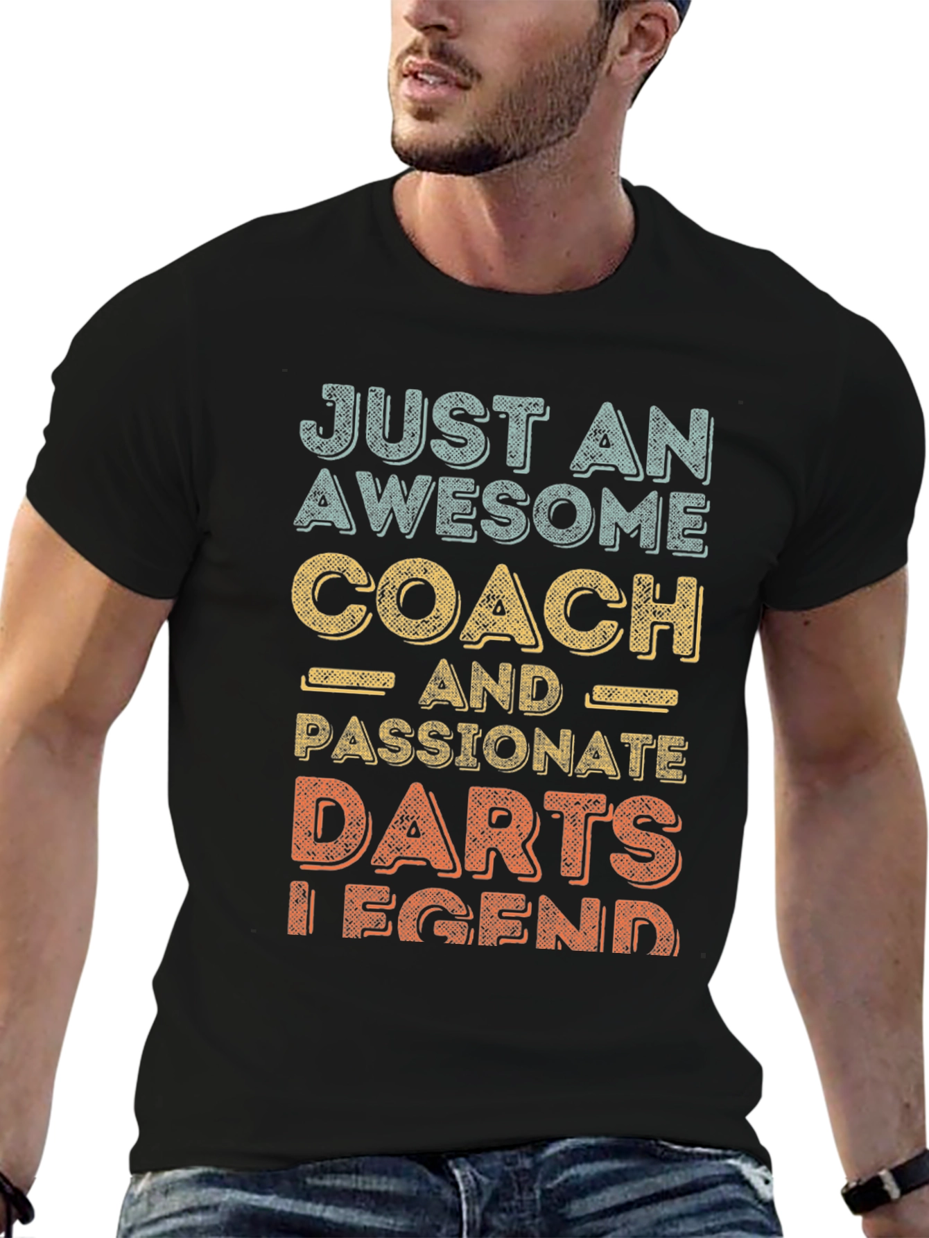 Black Awesome Darts Coach T-Shirt - Passionate Legend! view 6