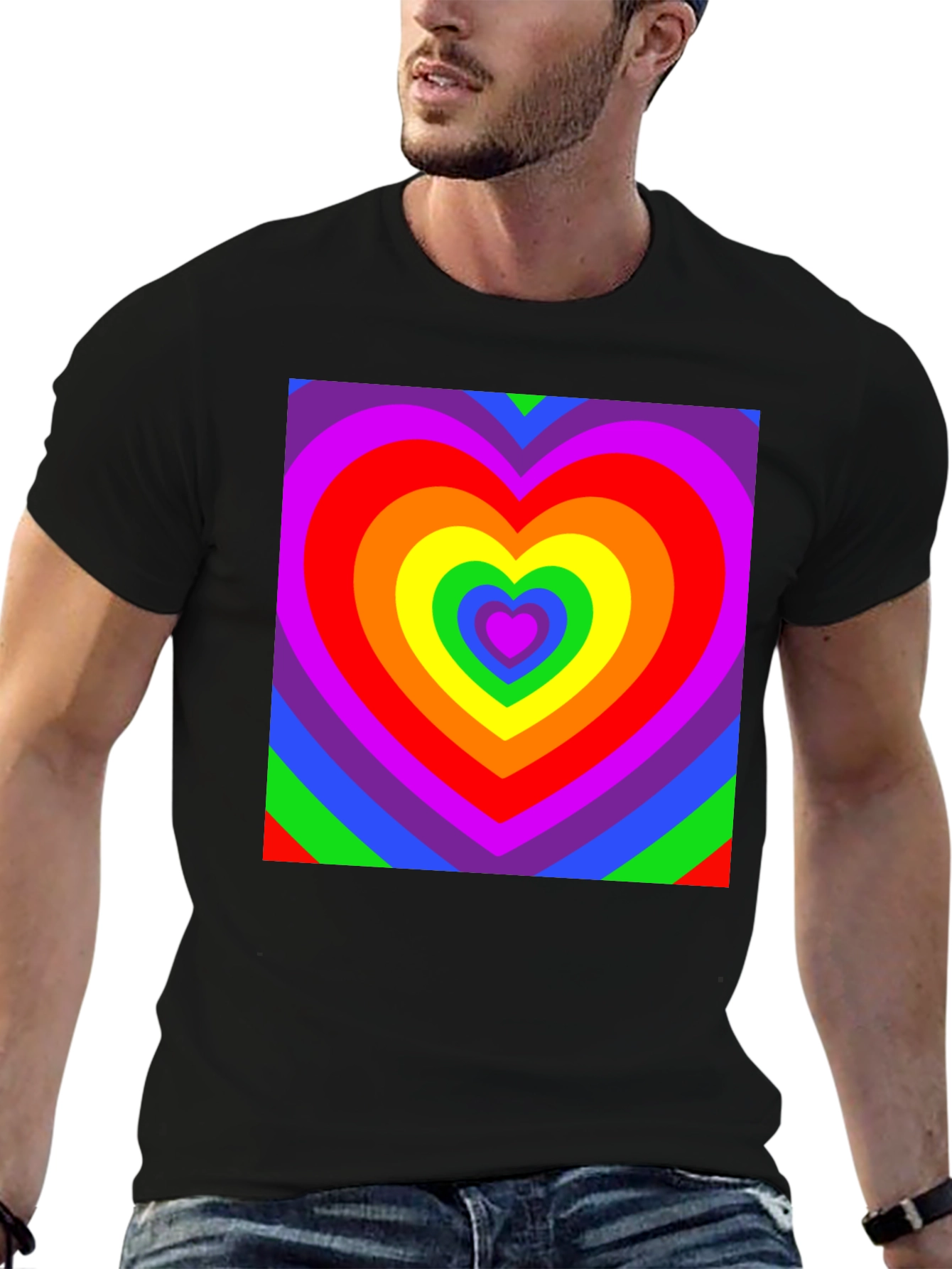Black Rainbow Heart T-Shirt - Vivid Pride Apparel view 6