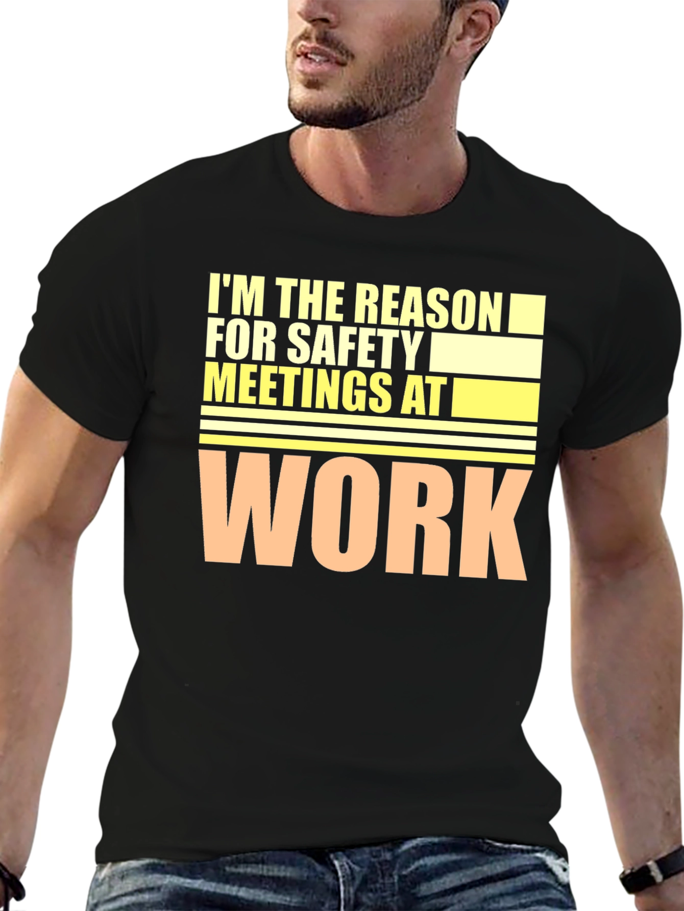 Black Safety Meeting Humor T-Shirt view 6