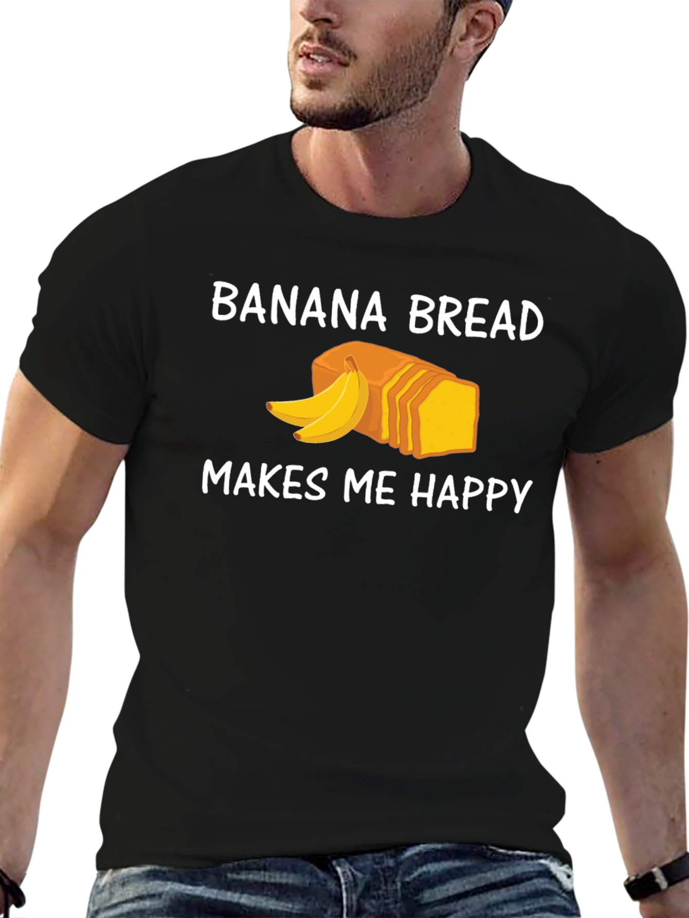 Black Banana Bread Makes Me Happy T-Shirt view 6