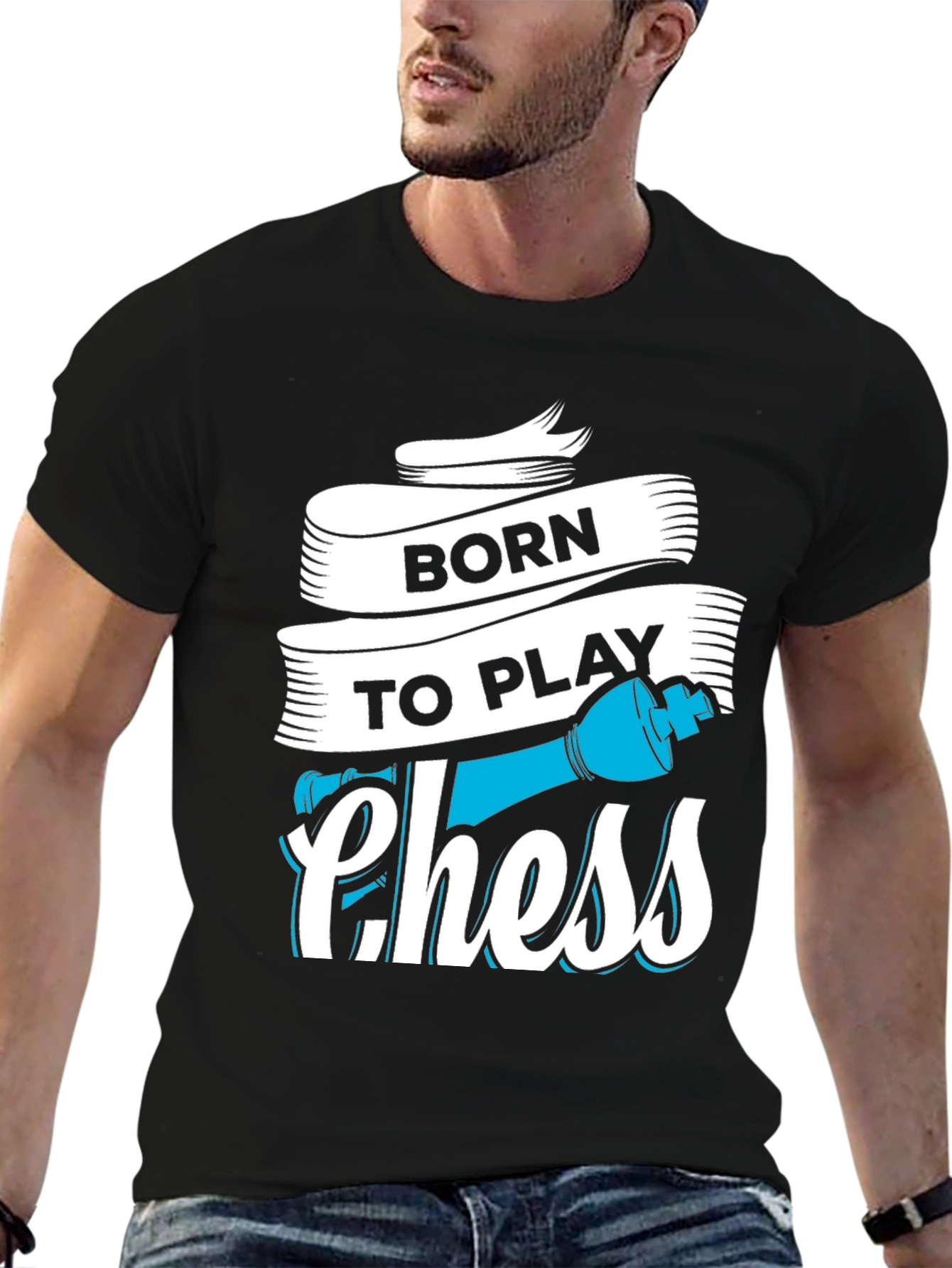 Black Born To Play Chess T-Shirt - Graphic Tee for Chess Lovers view 6