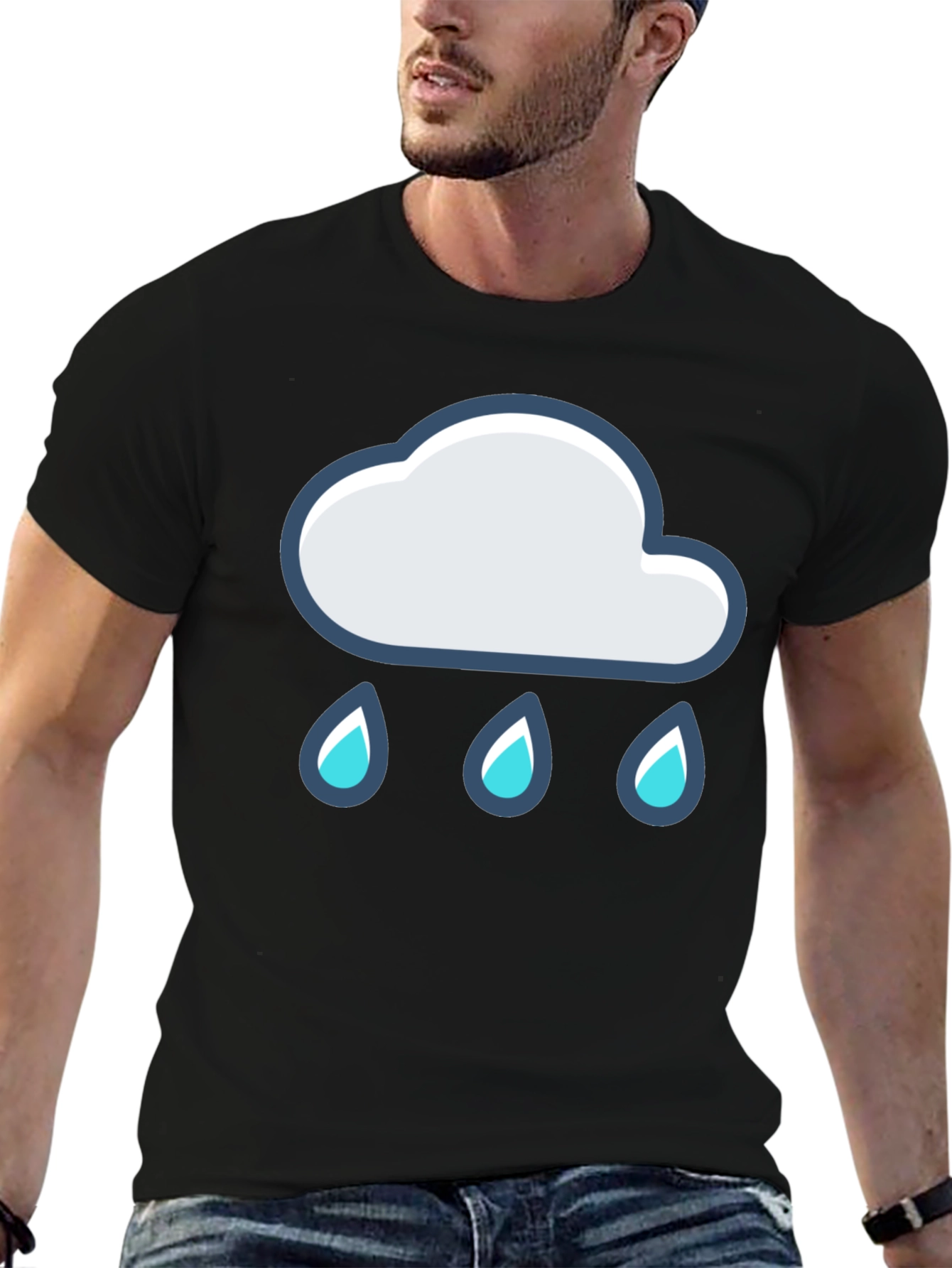 Black Cloud Rain T-Shirt - Black Cotton Tee view 6