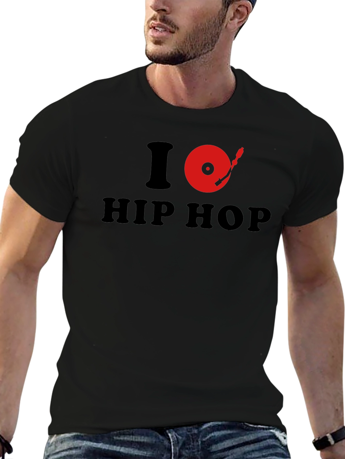 Black I Turntable Hip Hop Graphic Tee - Black view 6
