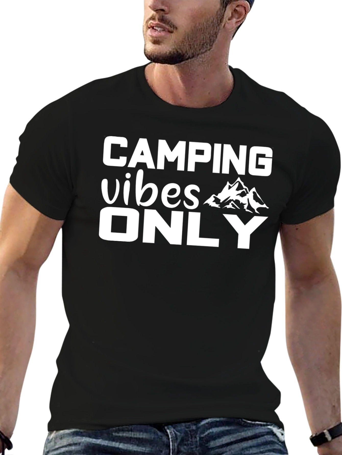 Black Camping Vibes Only Graphic T-Shirt view 6