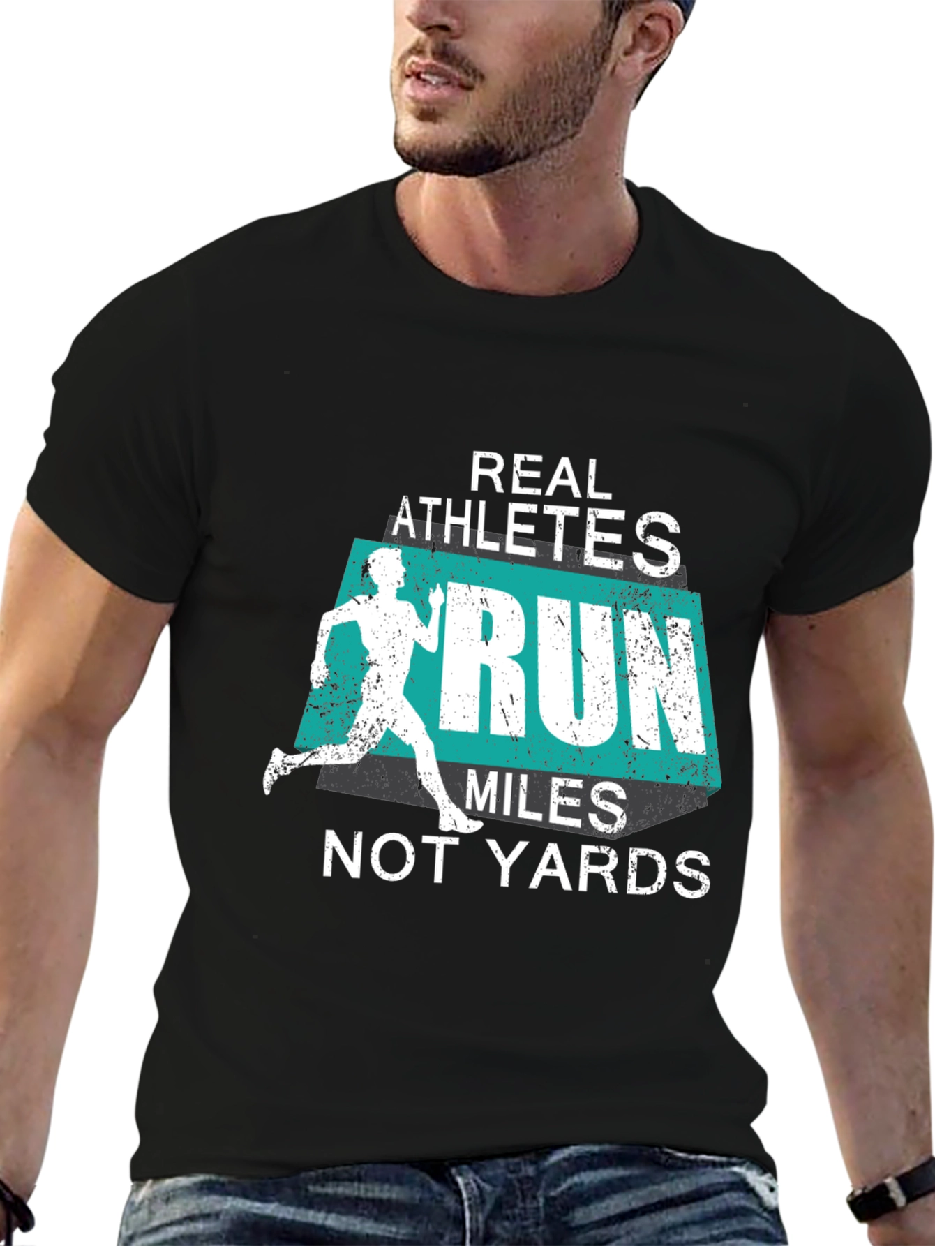 Black Real Athletes Run Miles T-Shirt view 6