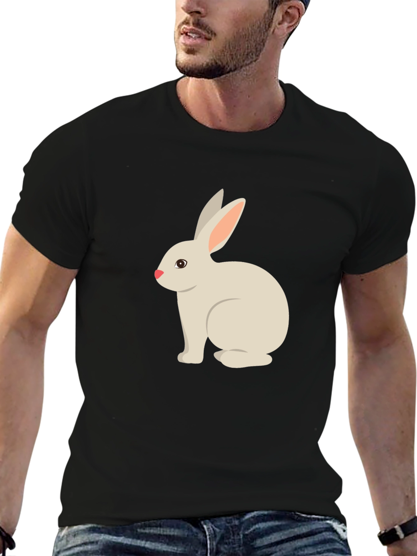 Black Cute Bunny Graphic Tee - Black T-Shirt view 6
