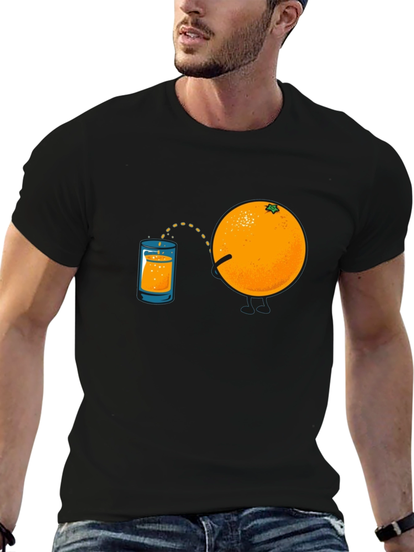 Black Funny Orange Juice Graphic Tee view 6
