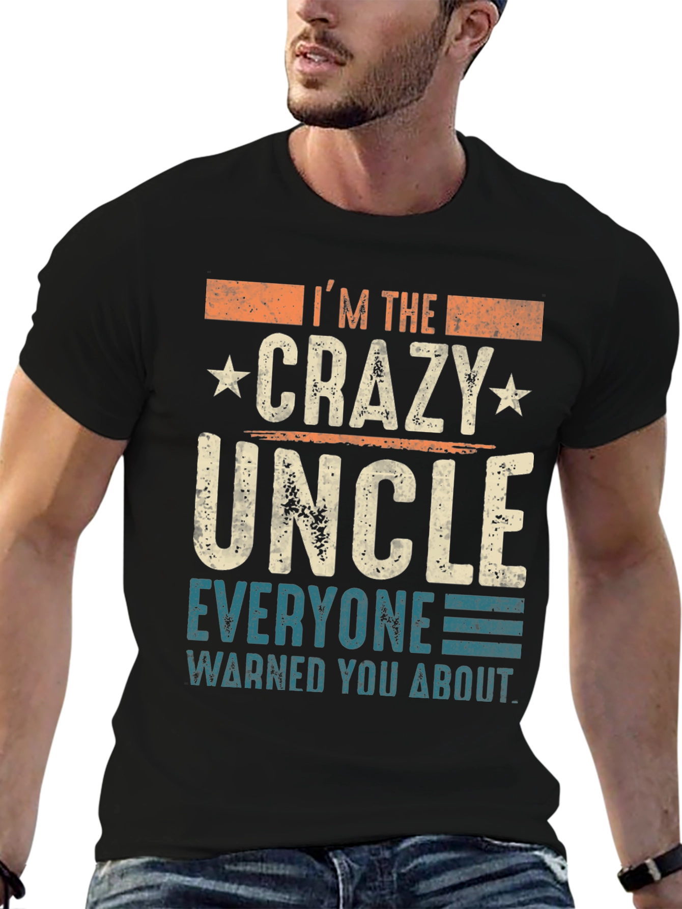 Black Crazy Uncle T-Shirt - Funny Novelty Tee for Uncles view 6