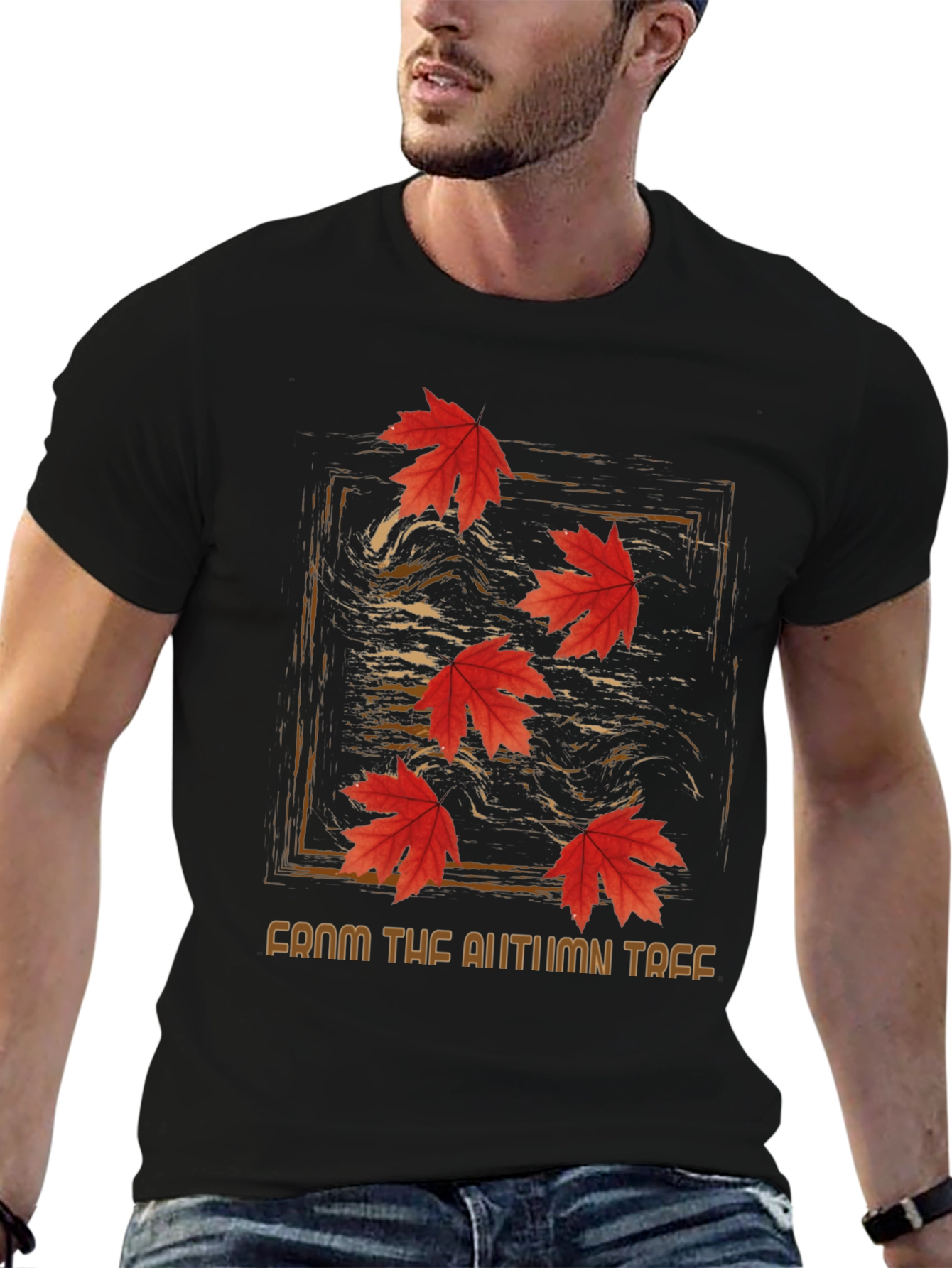 Black Autumn Leaves Graphic Tee - From The Autumn Tree view 6
