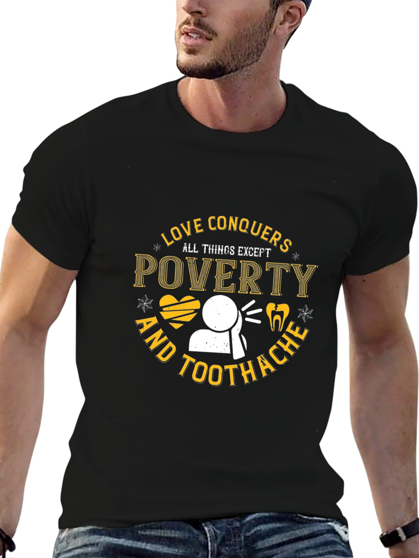 Black Love Conquers All Except Poverty & Toothache T-Shirt view 6