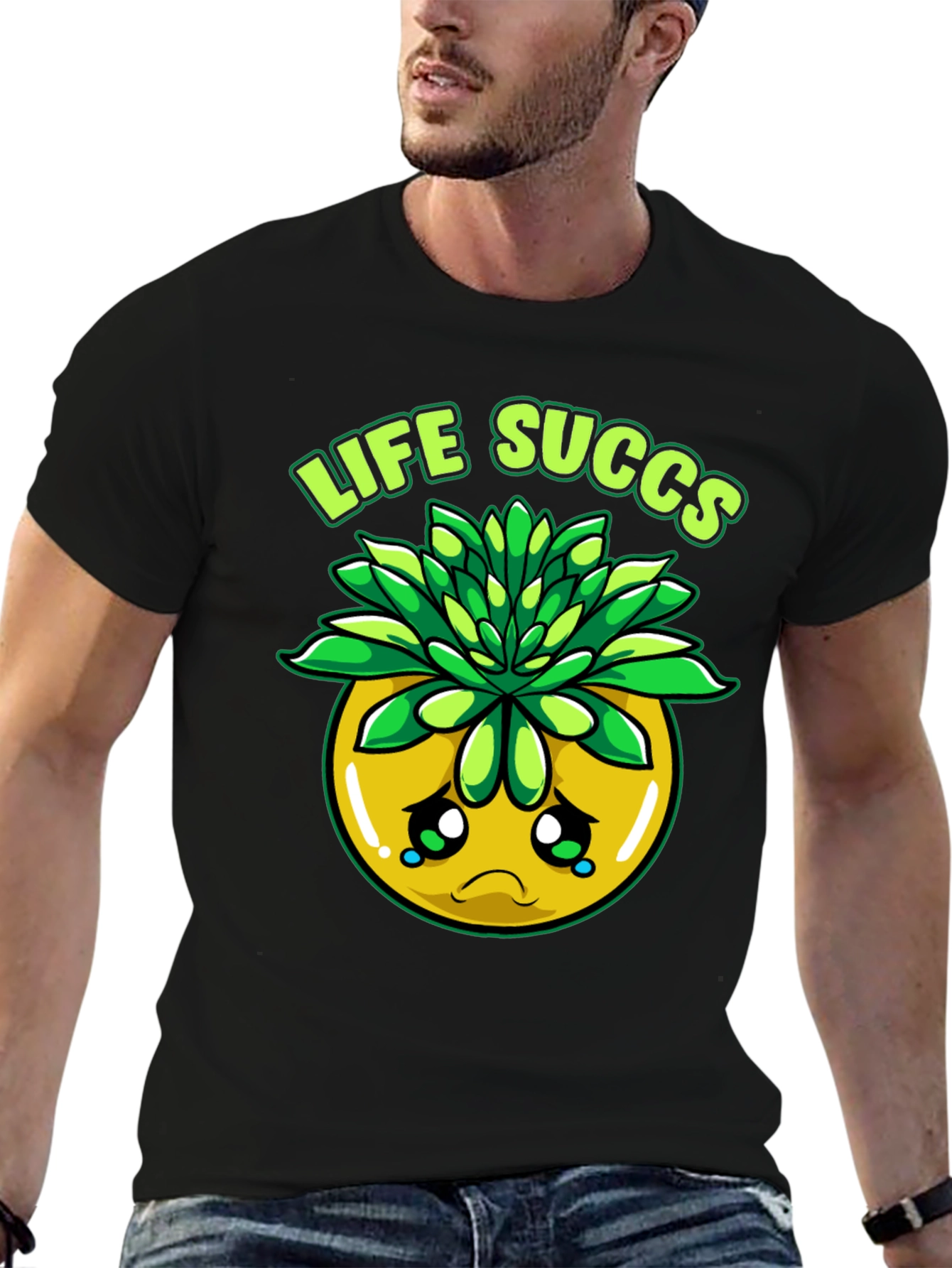 Black Life Succs T-Shirt - Funny Plant Pun Tee view 6