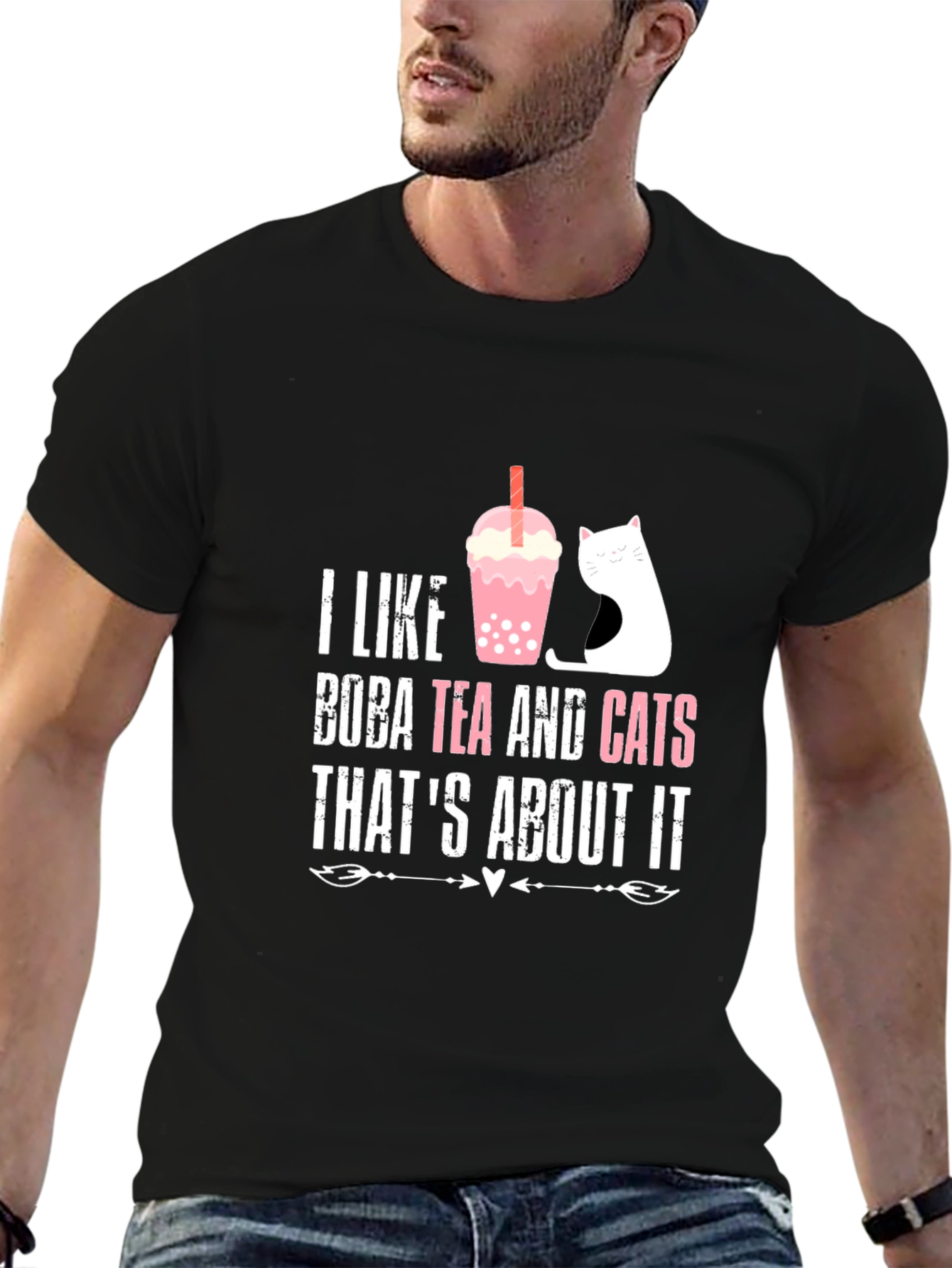 Black Boba Tea & Cats Graphic T-Shirt - Cute & Comfy view 6