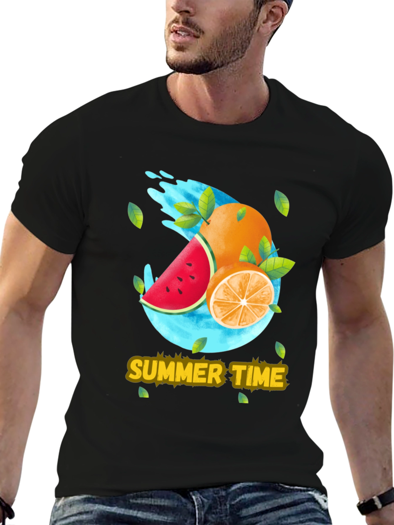 Black Summer Time Fruit T-Shirt view 6