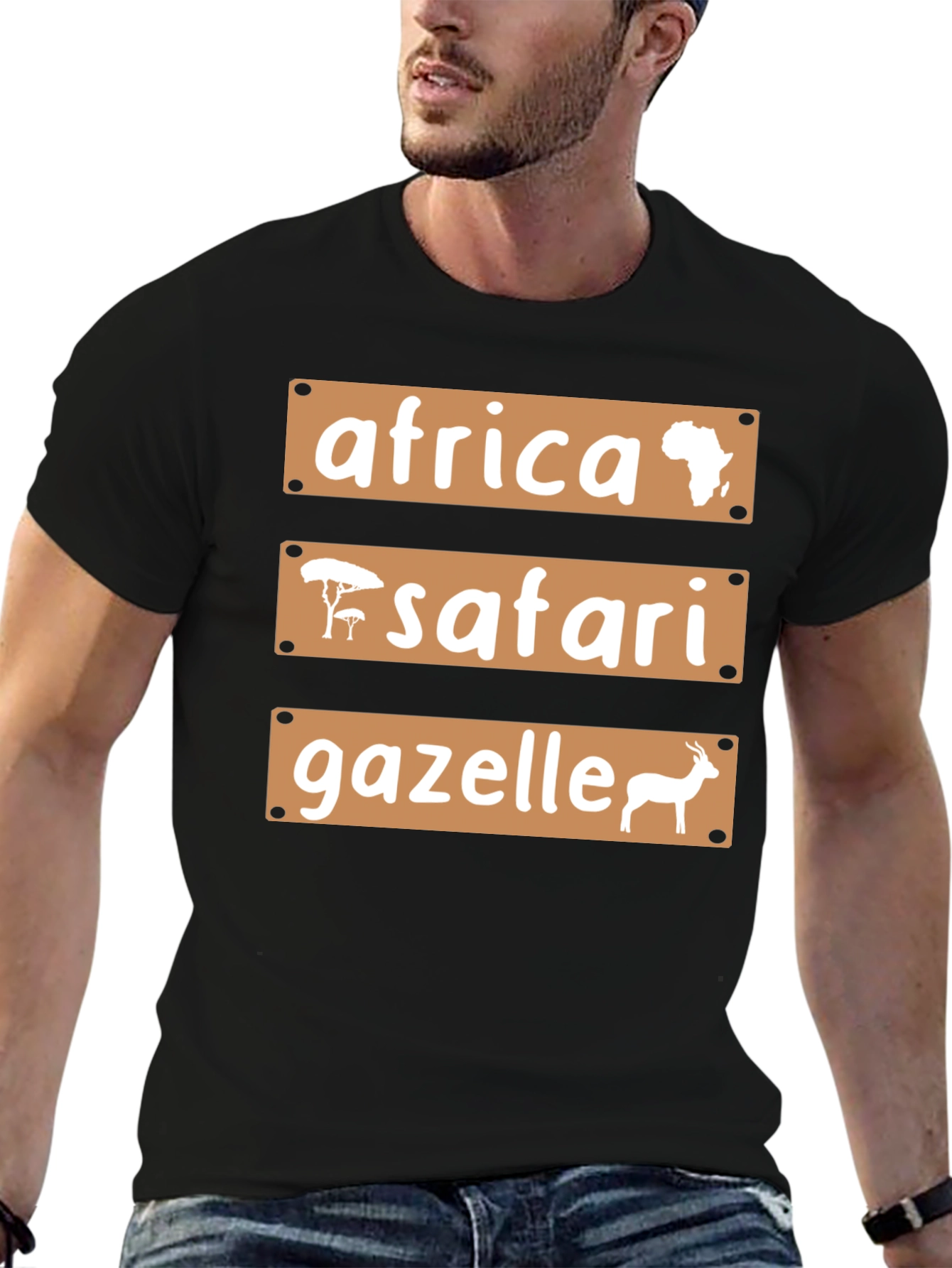 Black Africa Safari Gazelle Graphic T-Shirt view 6