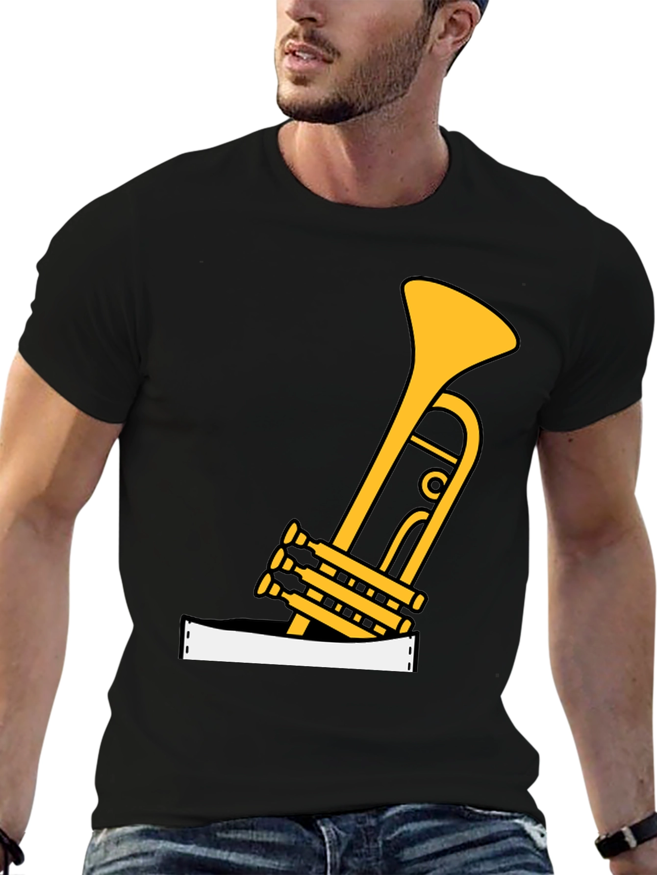 Black Musical Trumpet Graphic Tee view 6