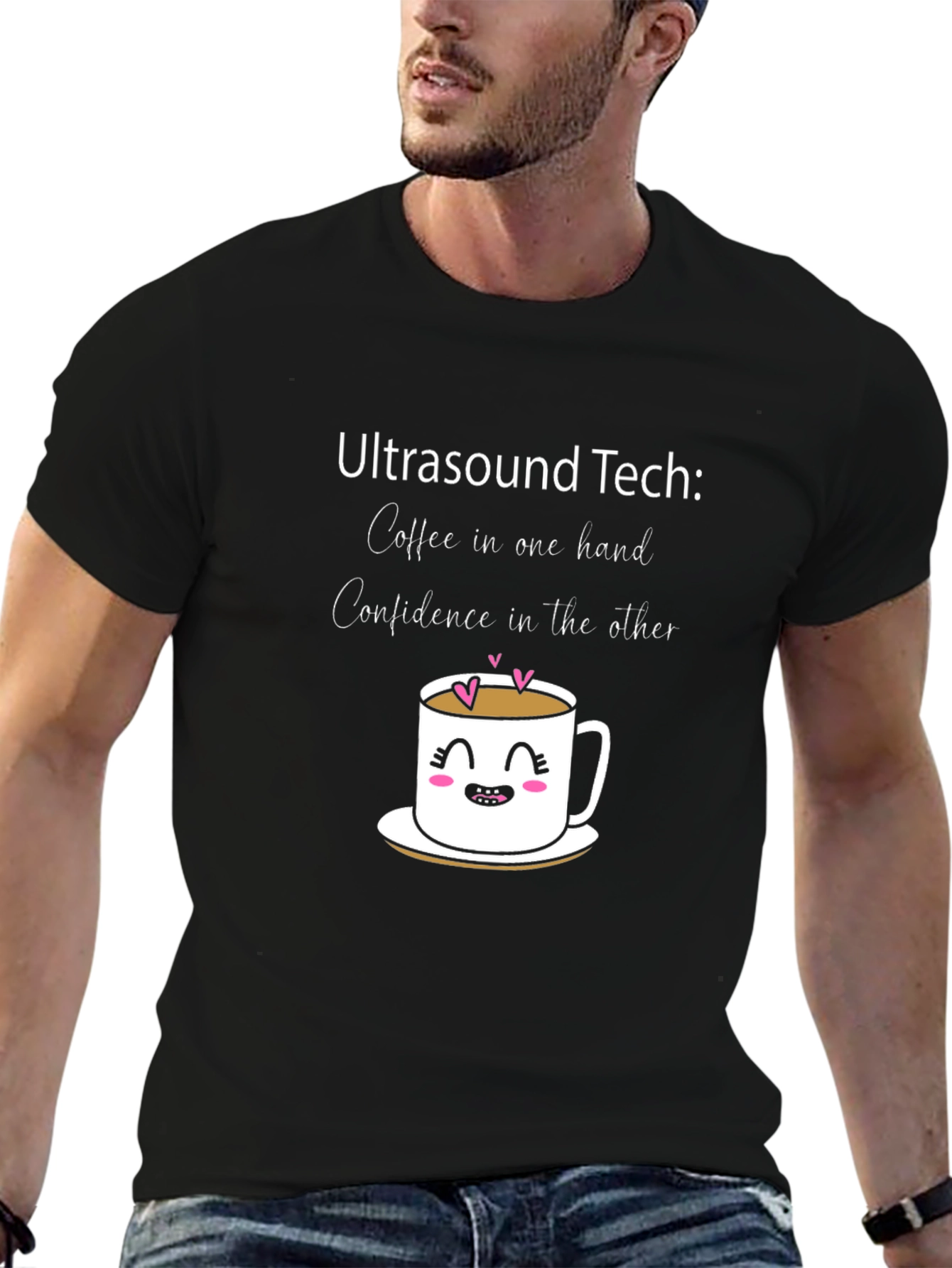 Black Ultrasound Tech Coffee & Confidence T-Shirt view 6