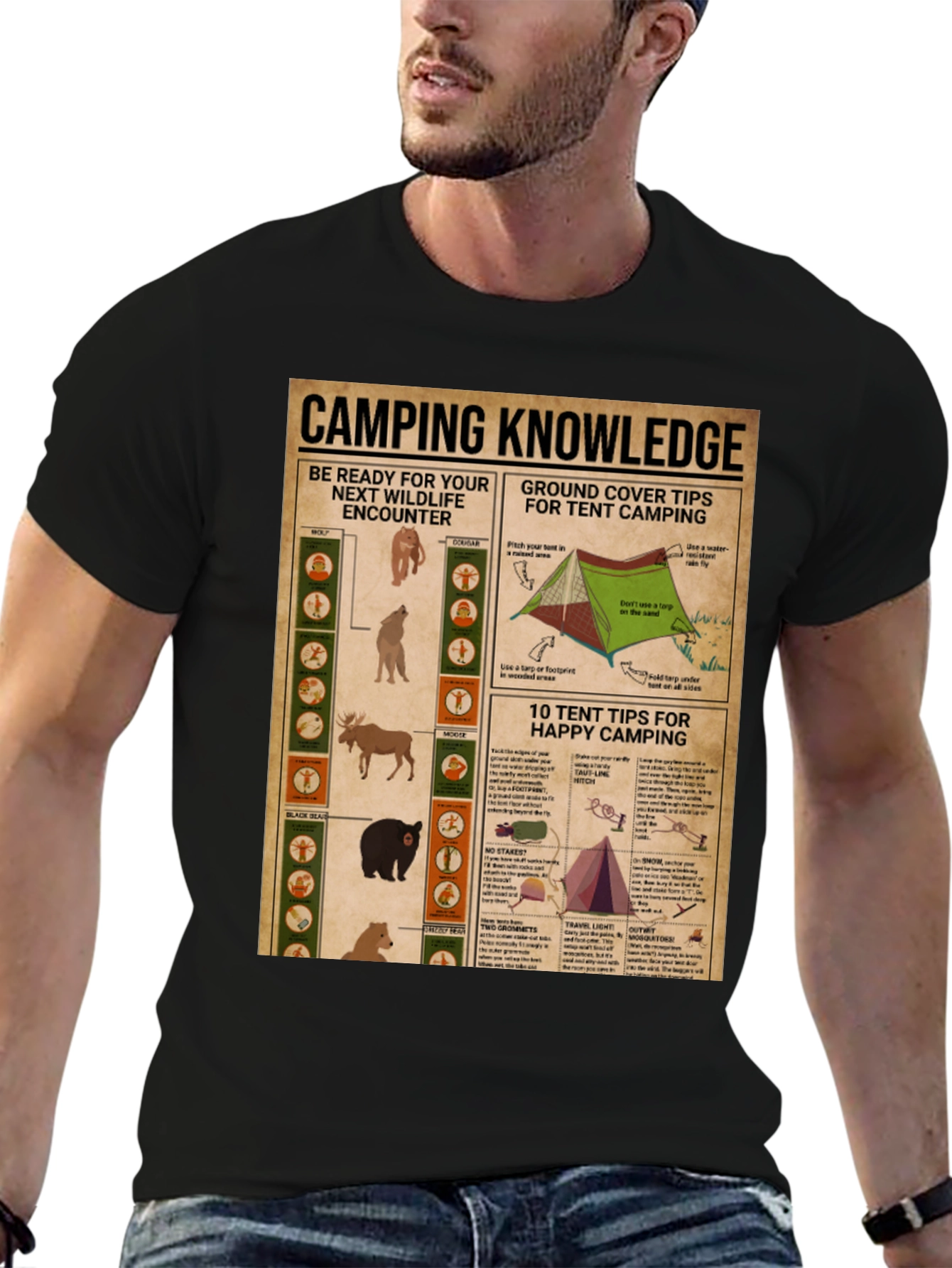 Black Camping Knowledge T-Shirt view 6