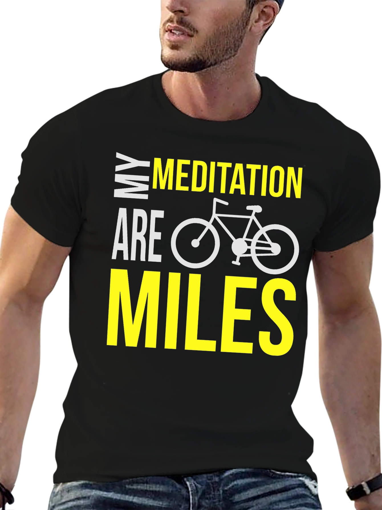 Black My Meditation Are Miles Bike T-Shirt view 6